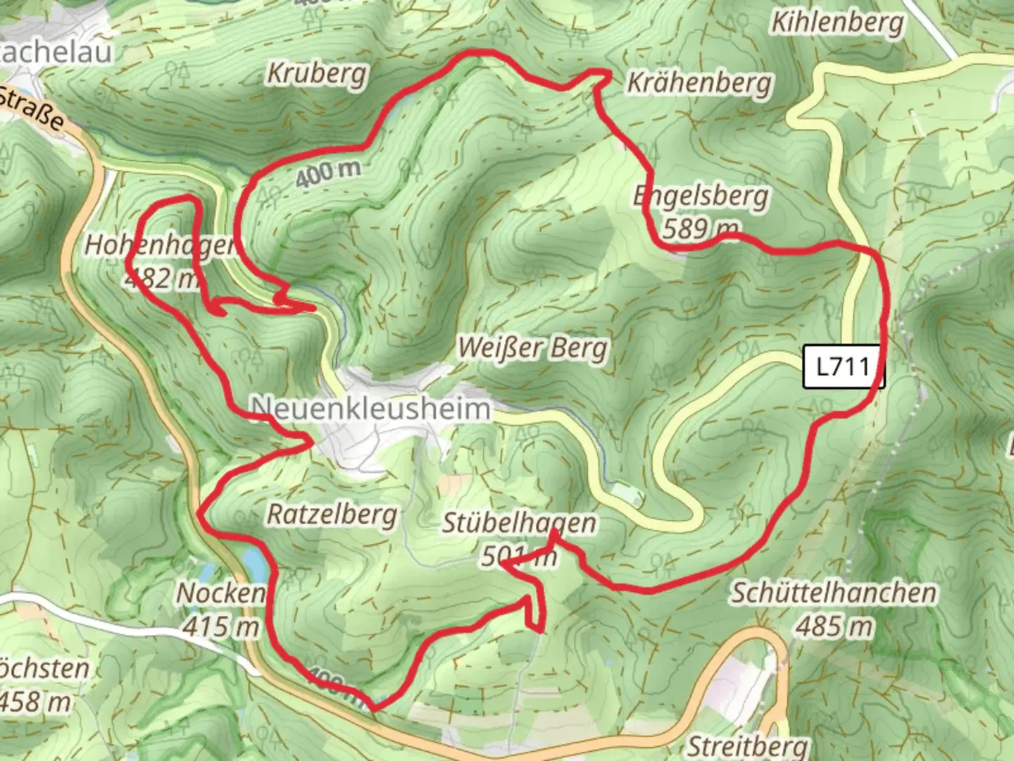 An image depicting the trail Olpe via Neuenkleusheimer Rundweg and its surrounding area.