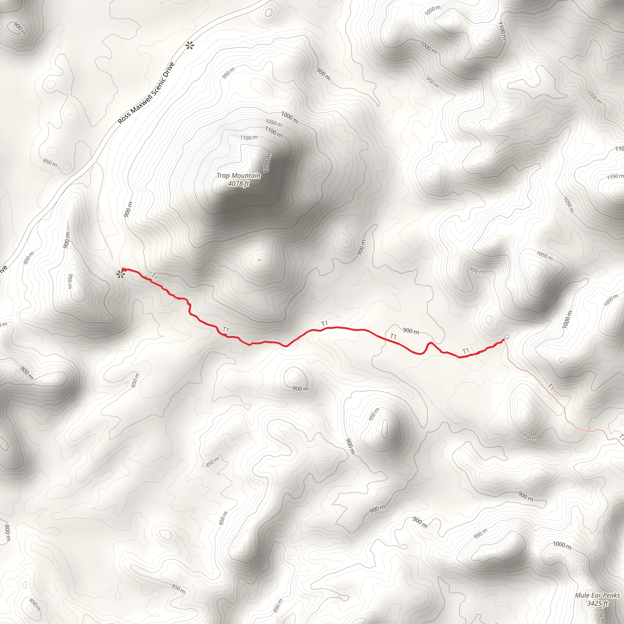 Mule Ears Spring Trail mobile static map