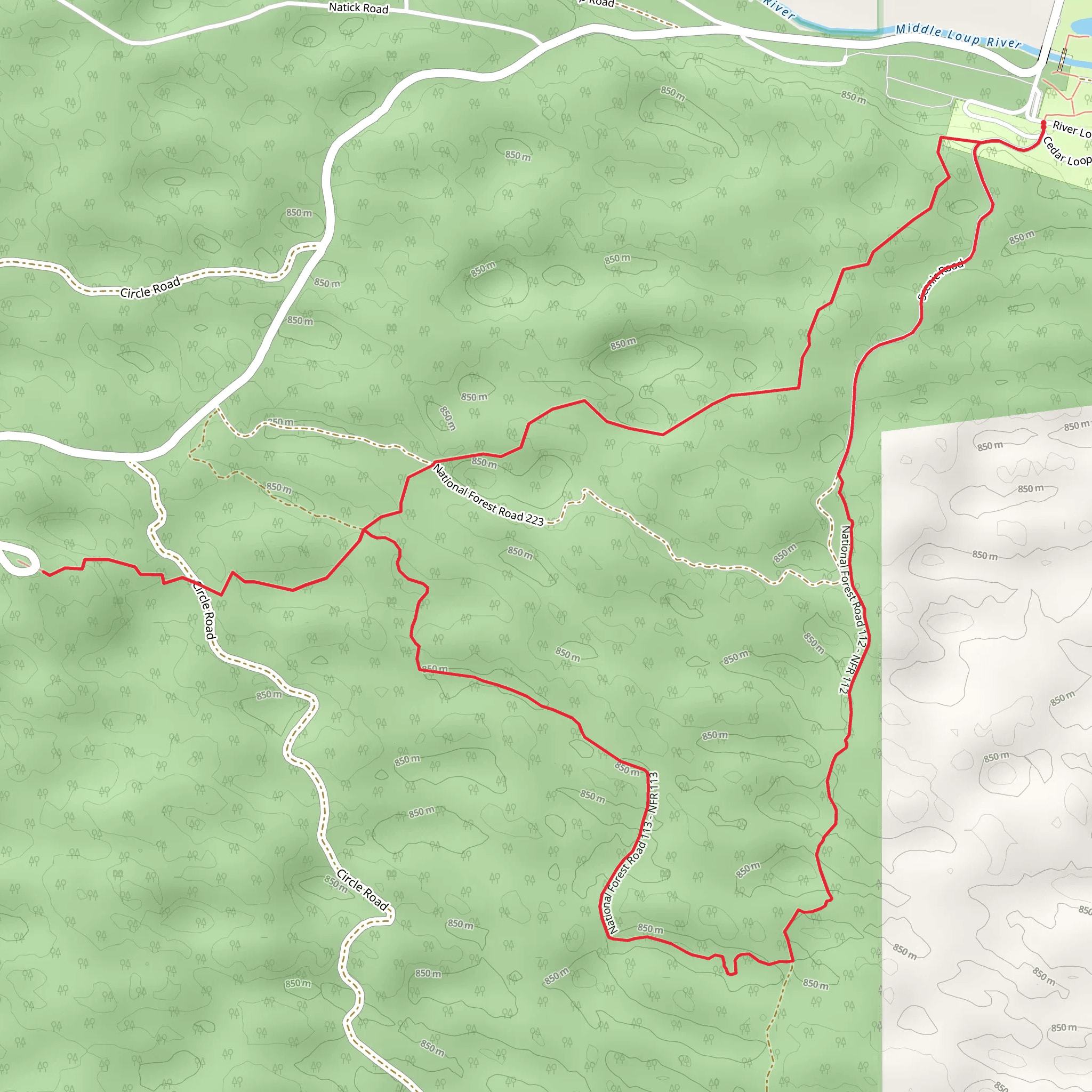 PowerLine and Scott Lookout National Recreation Loop Trail mobile static map