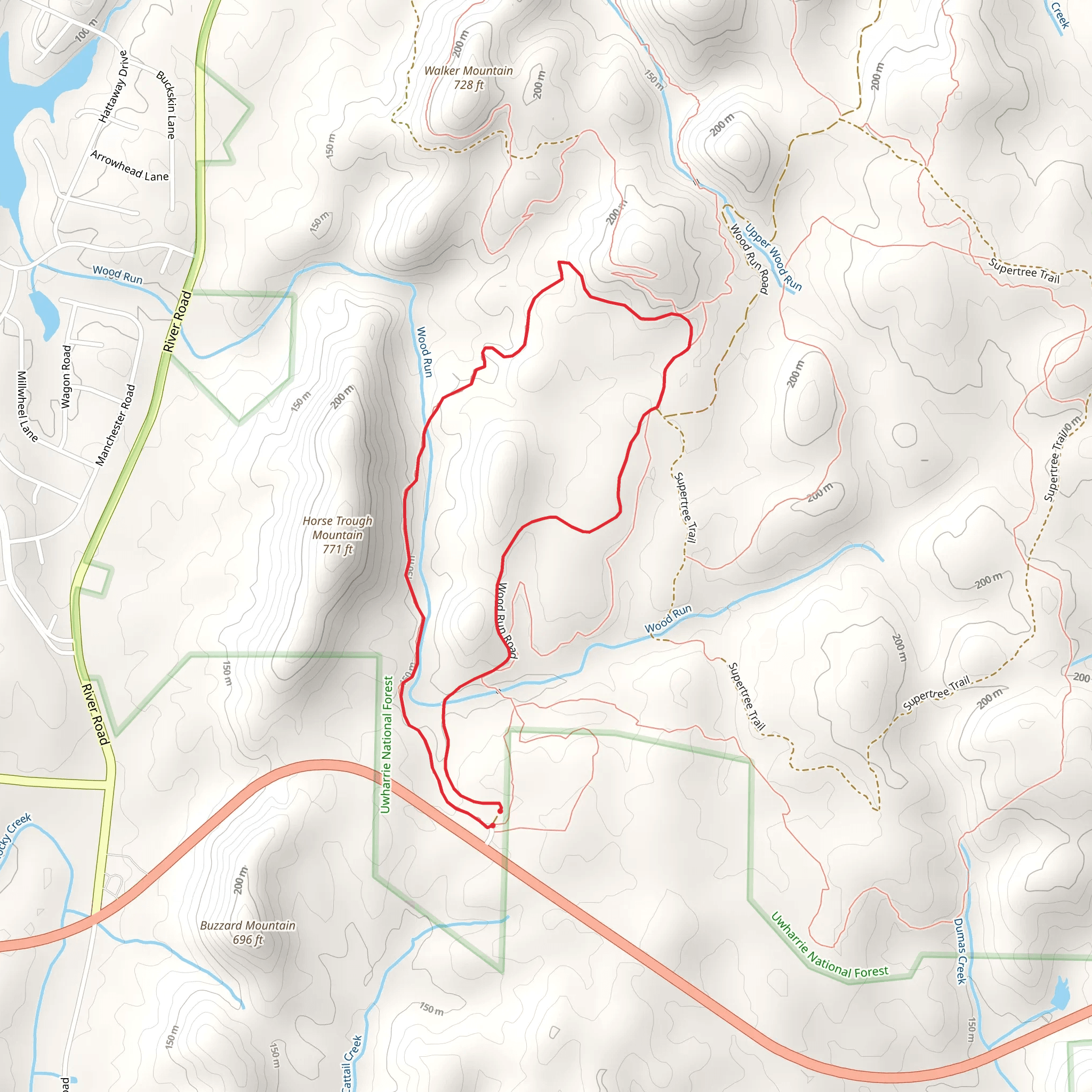 Uwharrie Loop Trail mobile static map