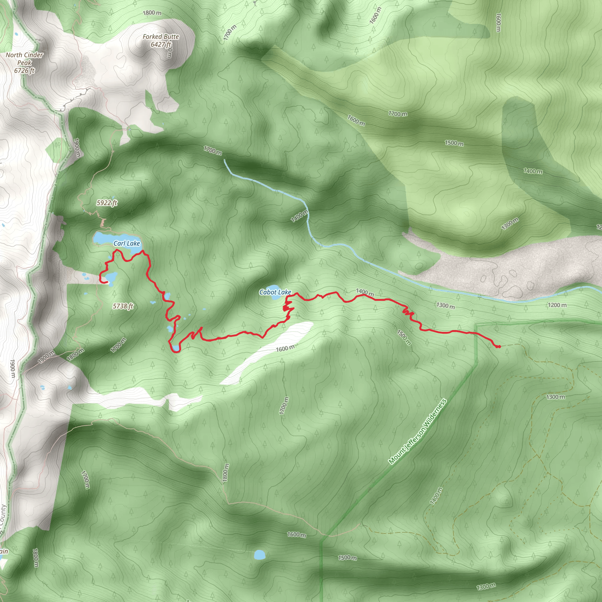 Shirley Lake via Carl Lakes Trail mobile static map