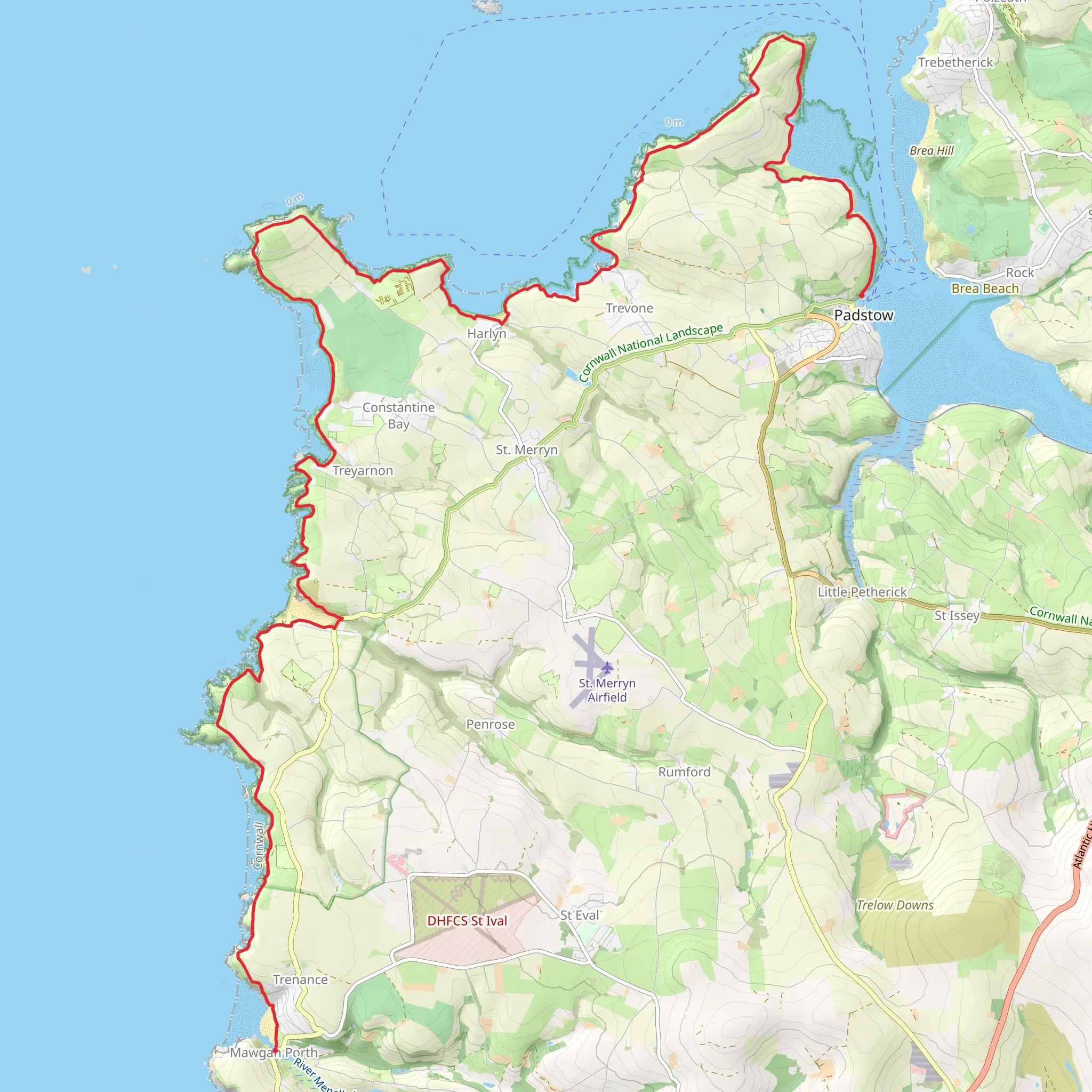 Trevone Bay, Treyarnon Bay and Pentire Steps Beach mobile static map