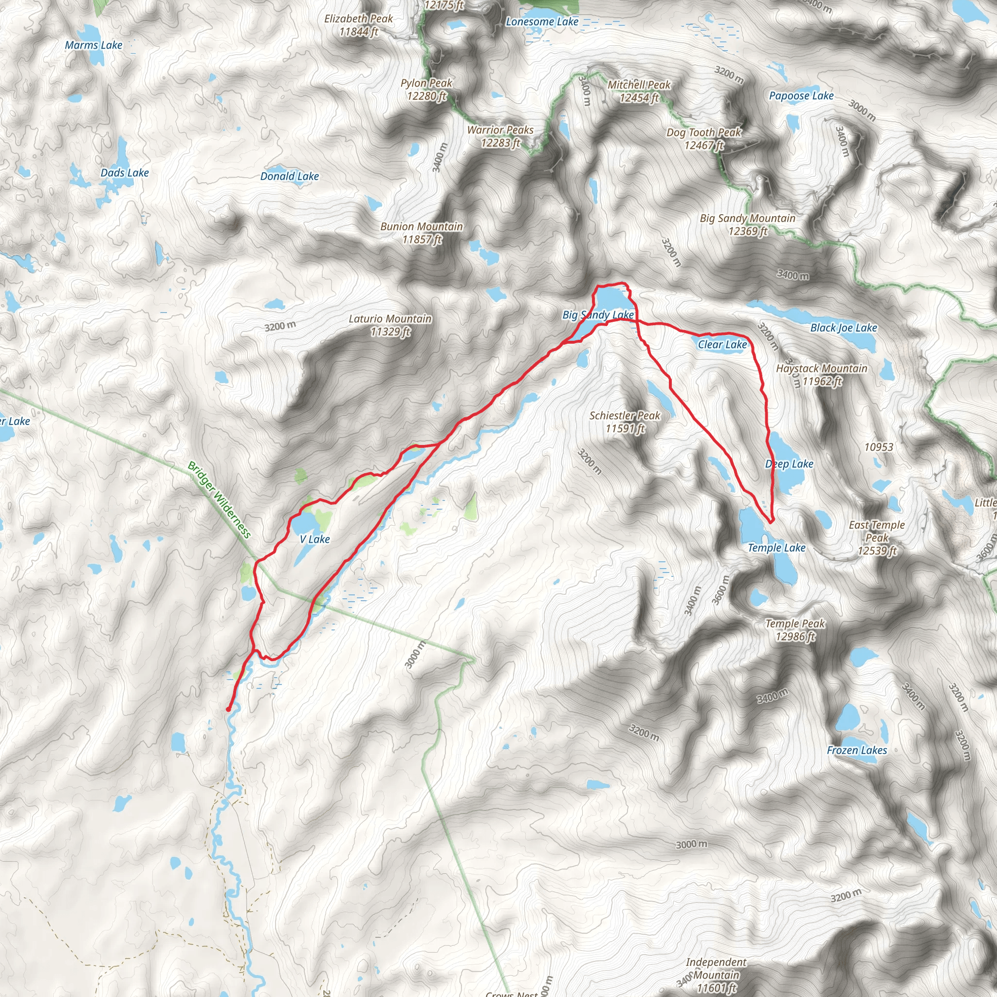 Big Sandy Lake, Clear Lake and V Lake Loop mobile static map