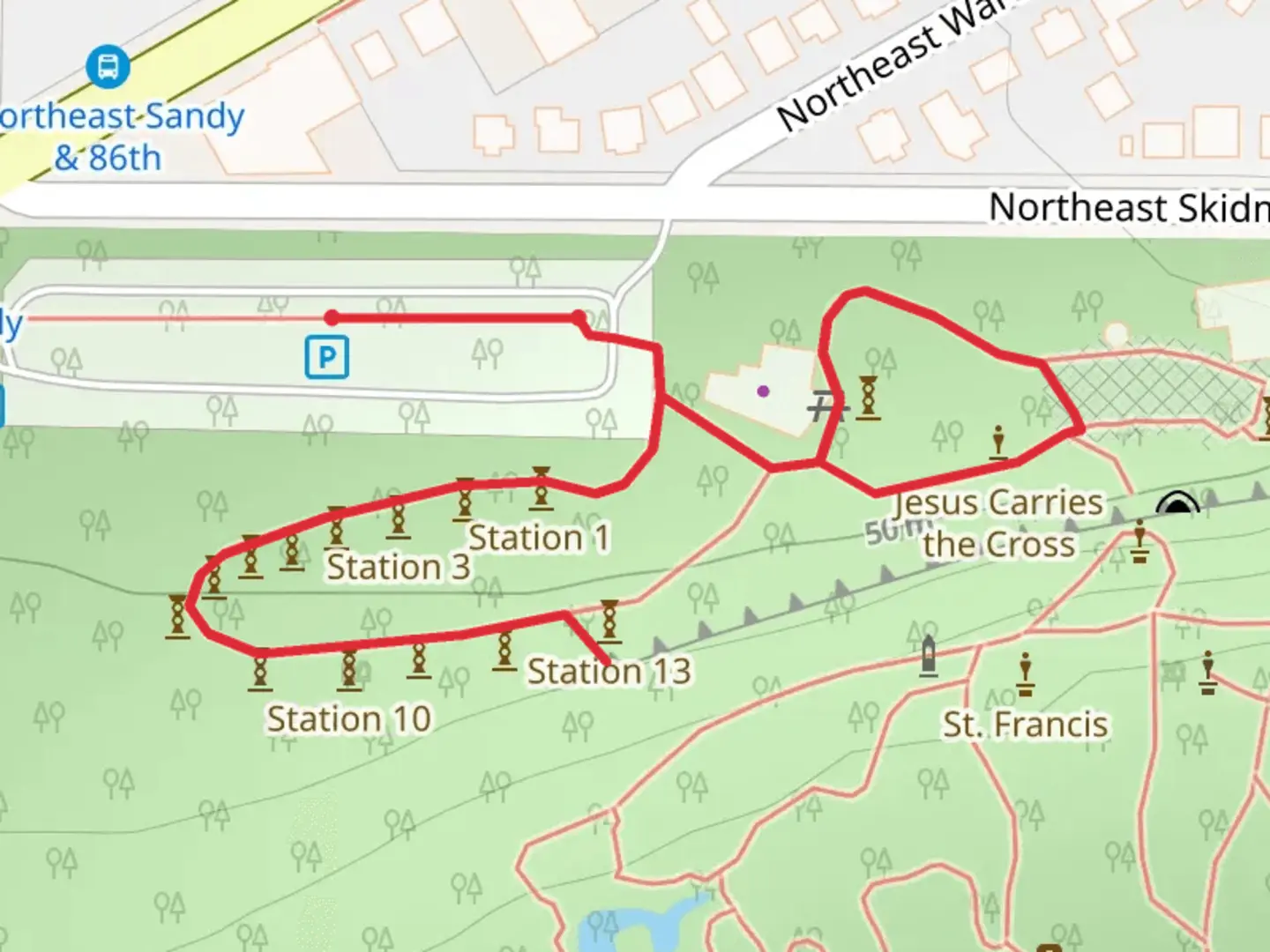 An image depicting the trail Northeast Skidmore Street and its surrounding area.