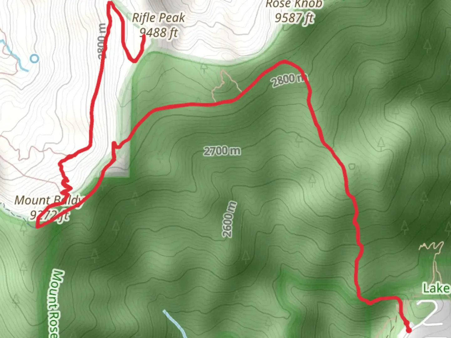 An image depicting the trail Mount Baldy and Rifle Peak via ADT and its surrounding area.