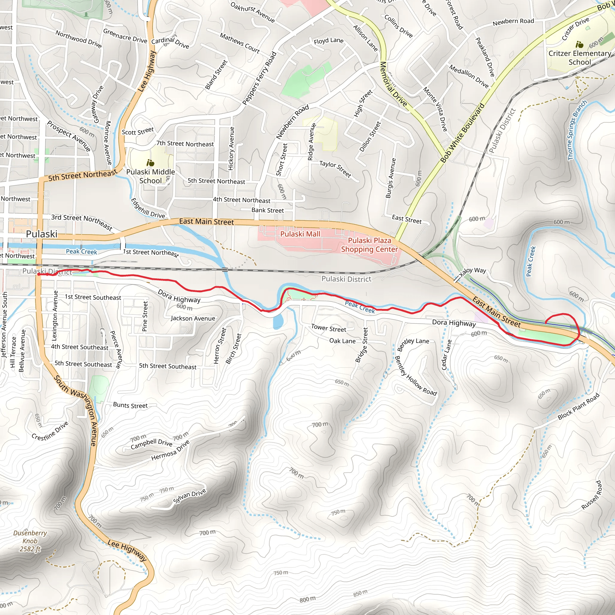 Peak Creek Trail mobile static map