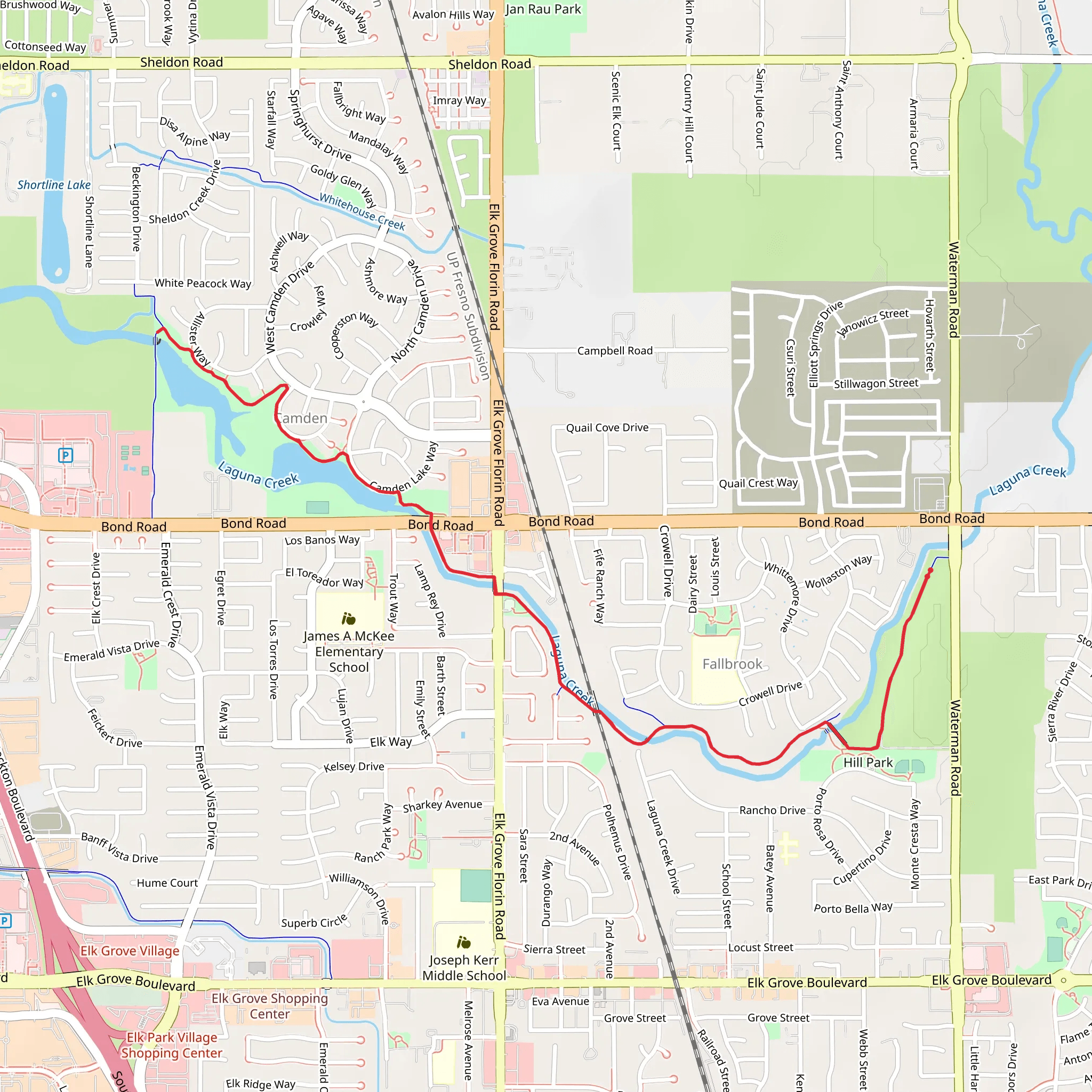 Laguna Creek Out and Back mobile static map
