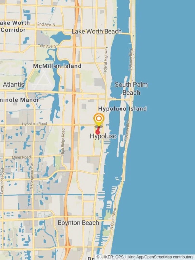 An image depicting the trail Hypoluxo Road Loop and its surrounding area.