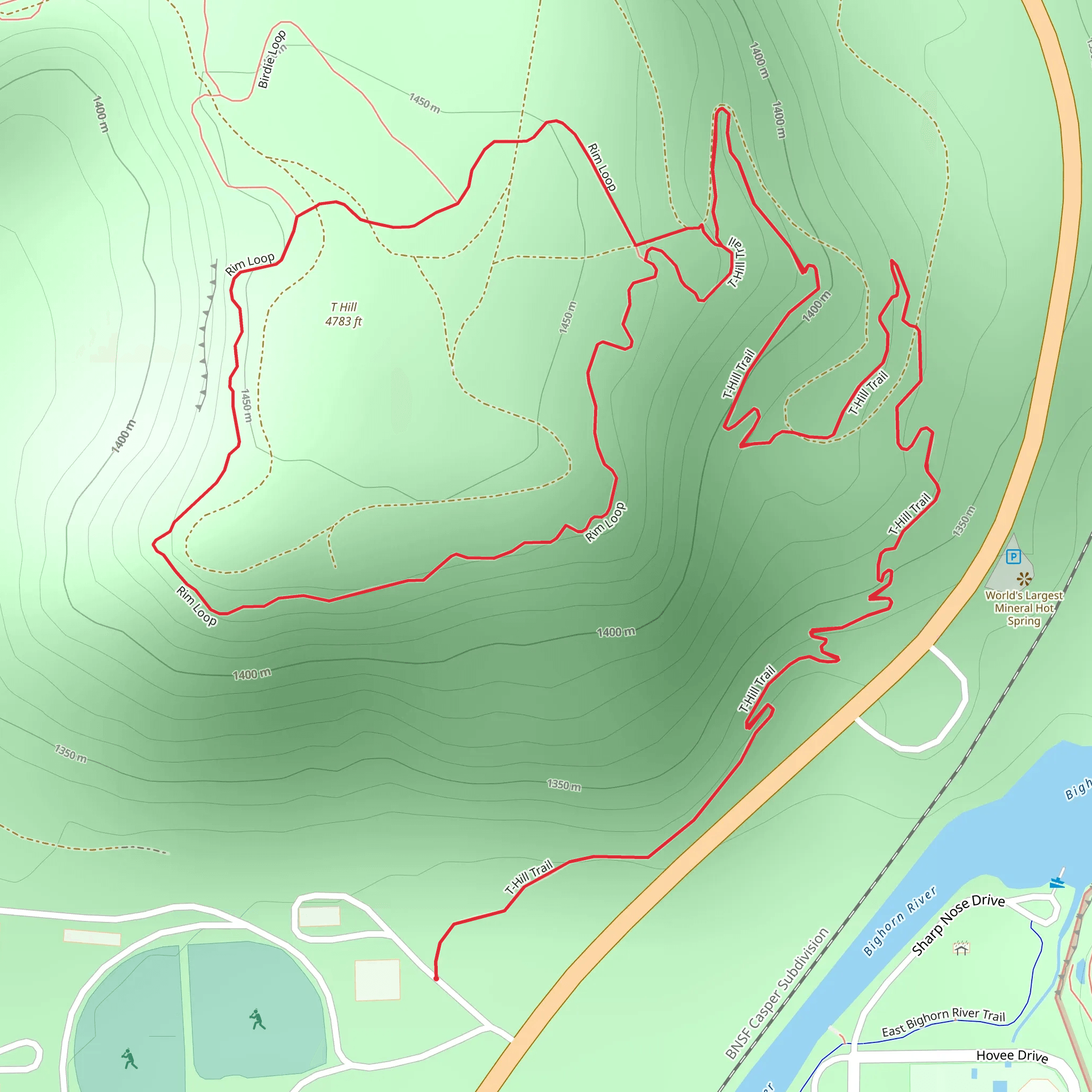 T - Hill Loop Trail mobile static map