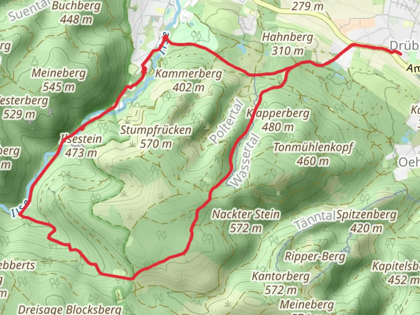 An image depicting the trail Kammerberg Loop and its surrounding area.
