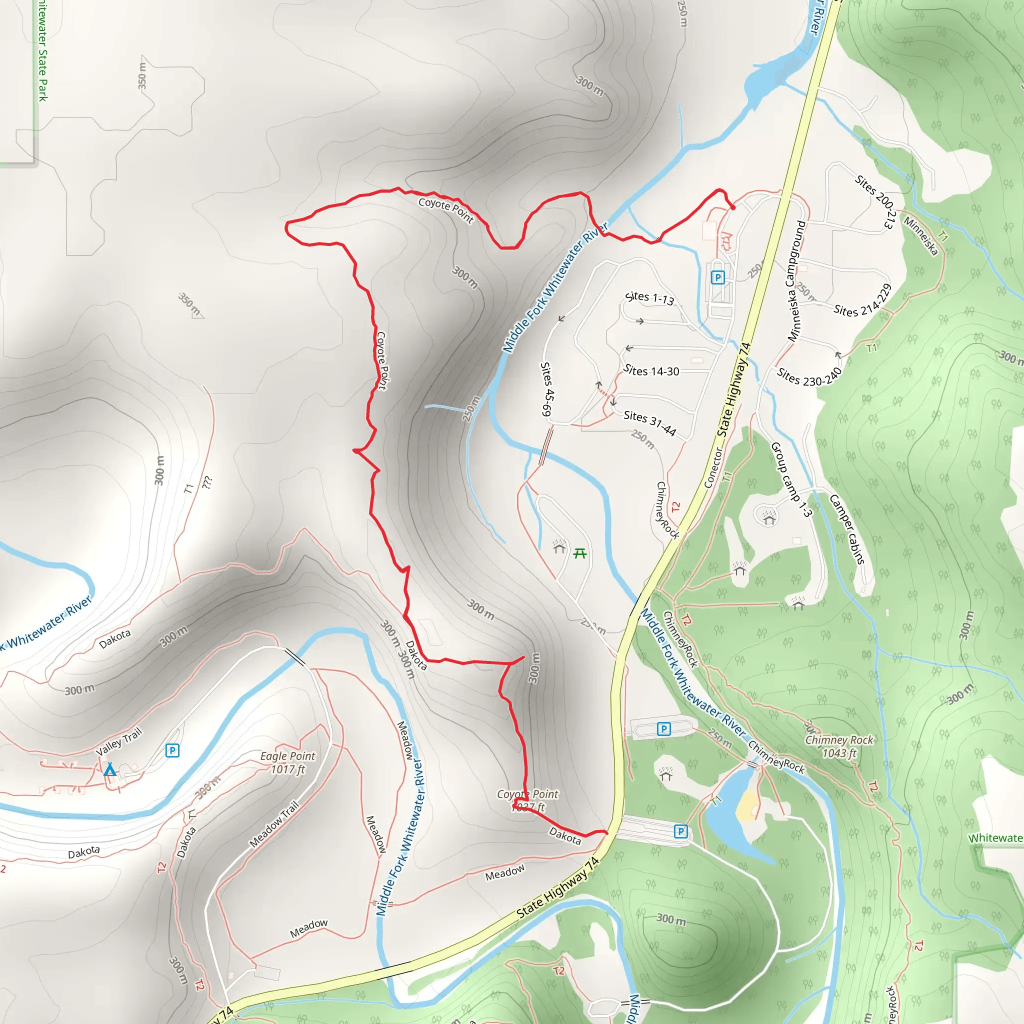 Coyote Point and Dakota mobile static map