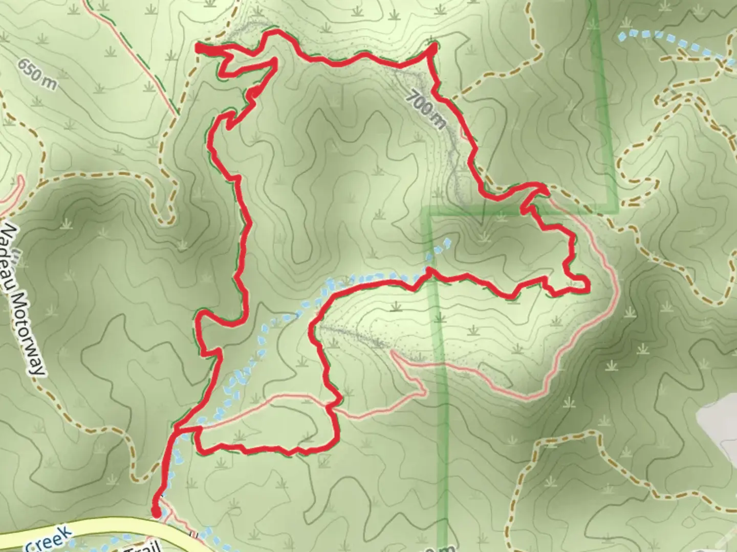 An image depicting the trail Shadow Glen and Uncle Remi Loop and its surrounding area.