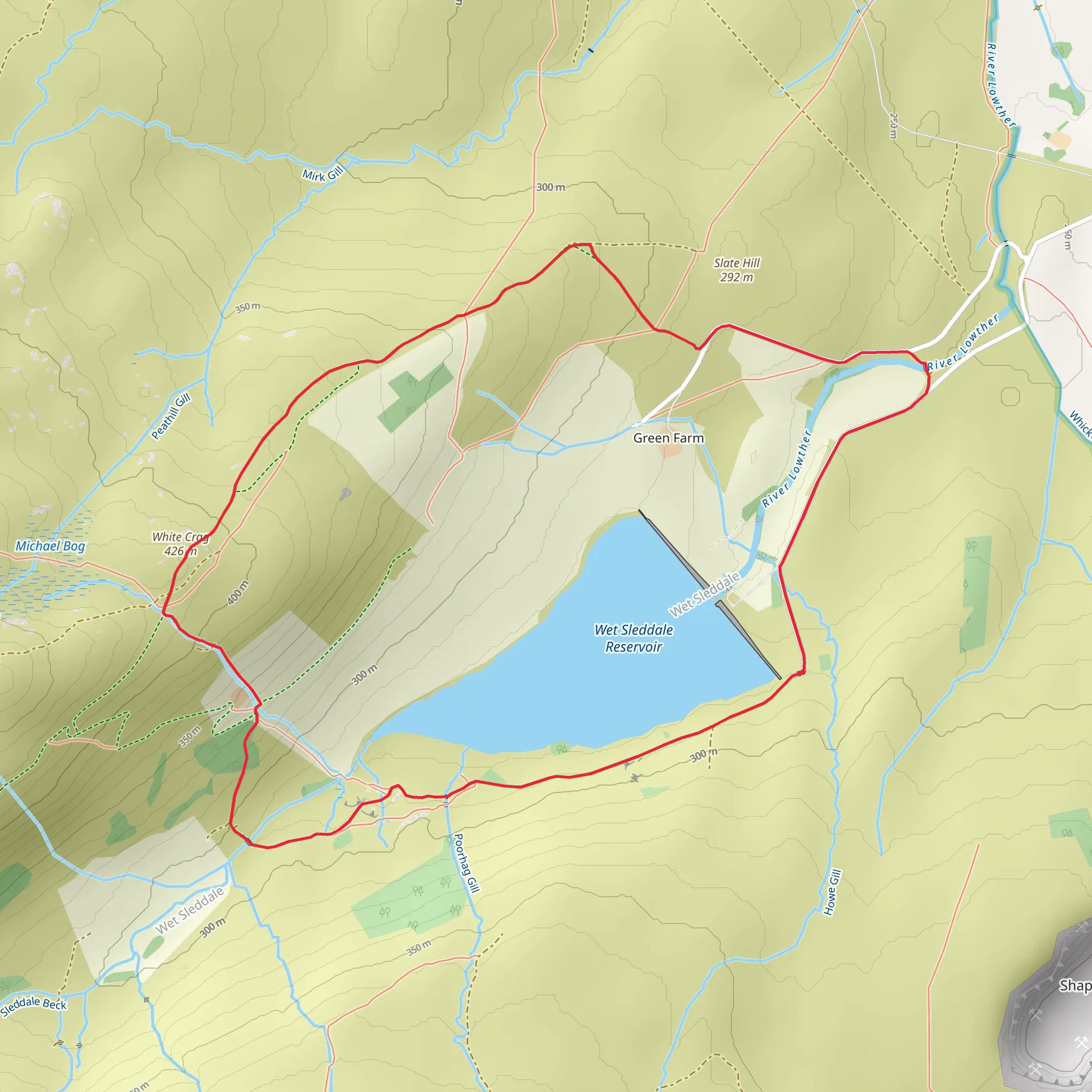 Wet Sleddale Reservoir and Thorney Bank Loop mobile static map