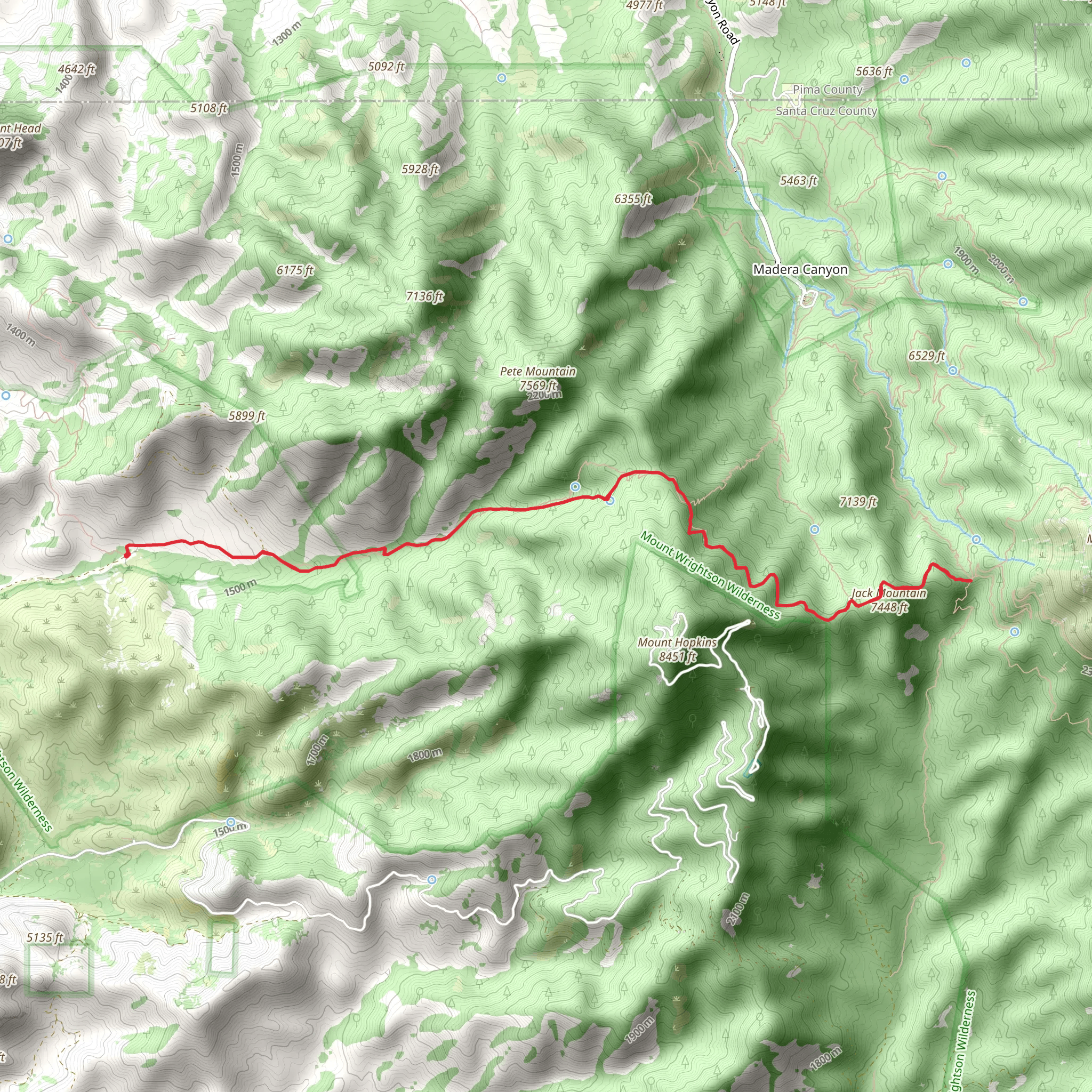 Josephine Saddle via Agua Caliente Trail mobile static map