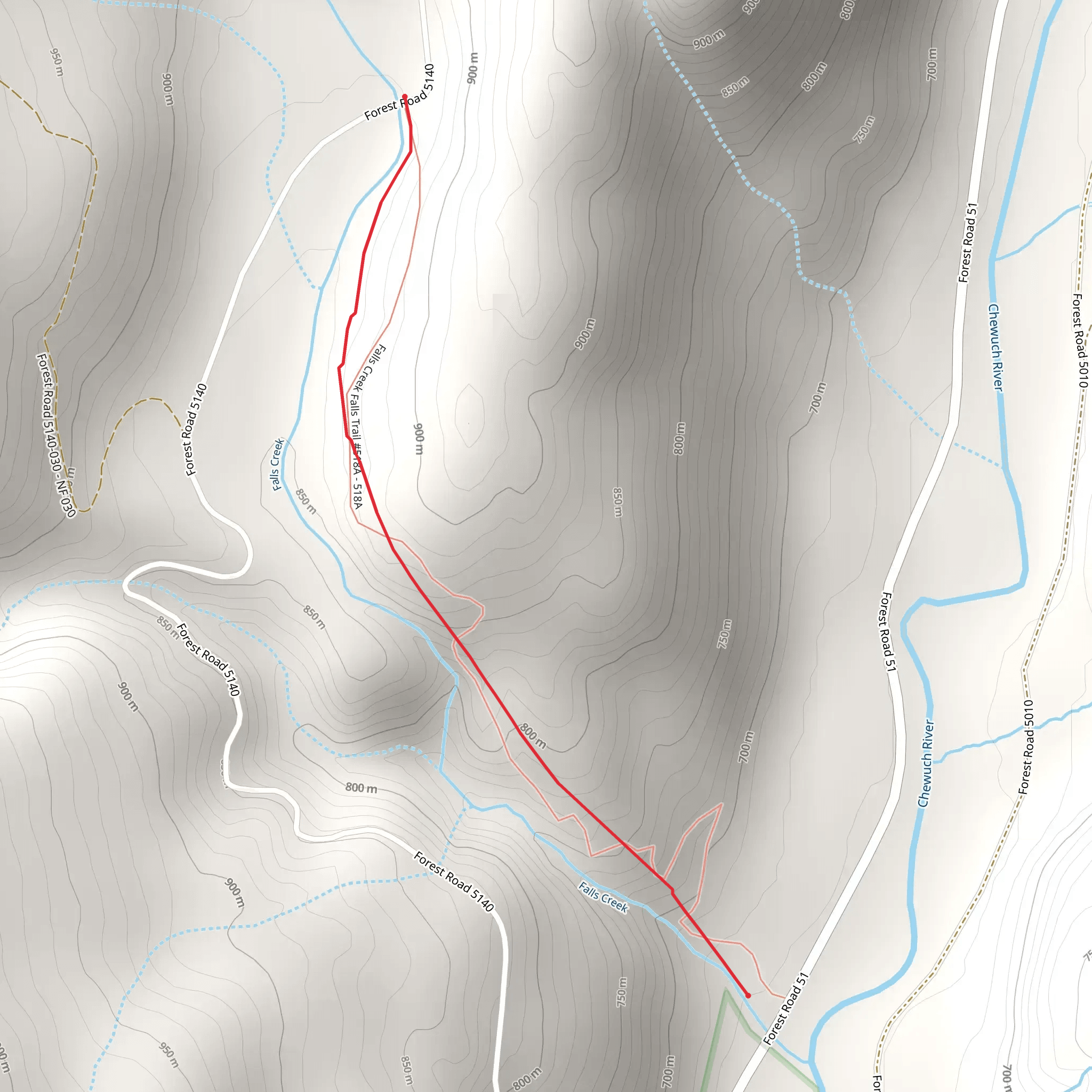 Falls Creek Falls Trail mobile static map