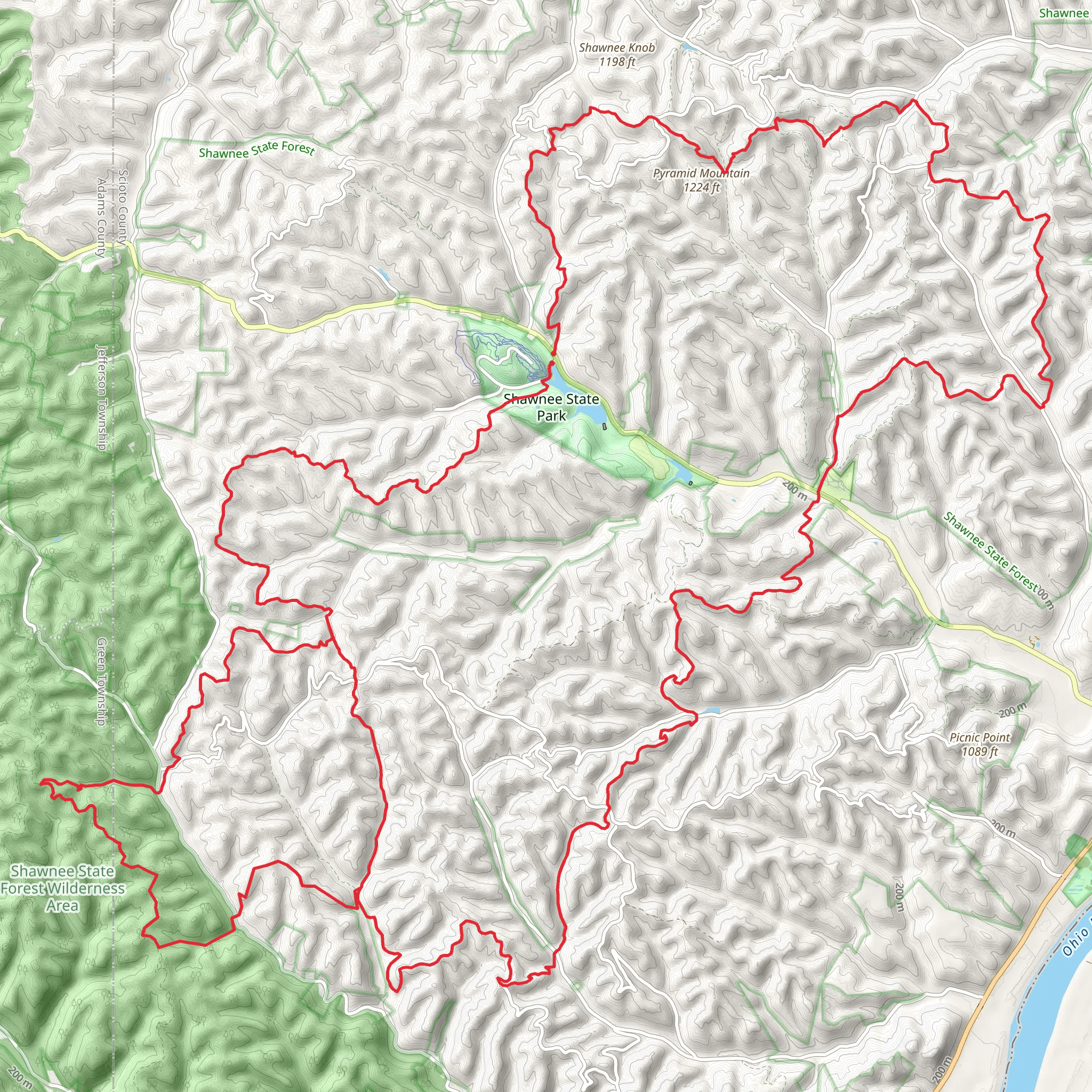 Shawnee Backpack Trail mobile static map