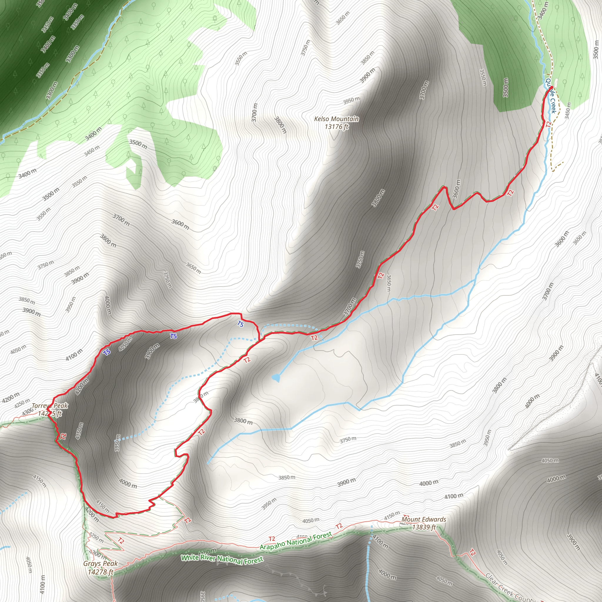 Torreys Peak via CDT mobile static map