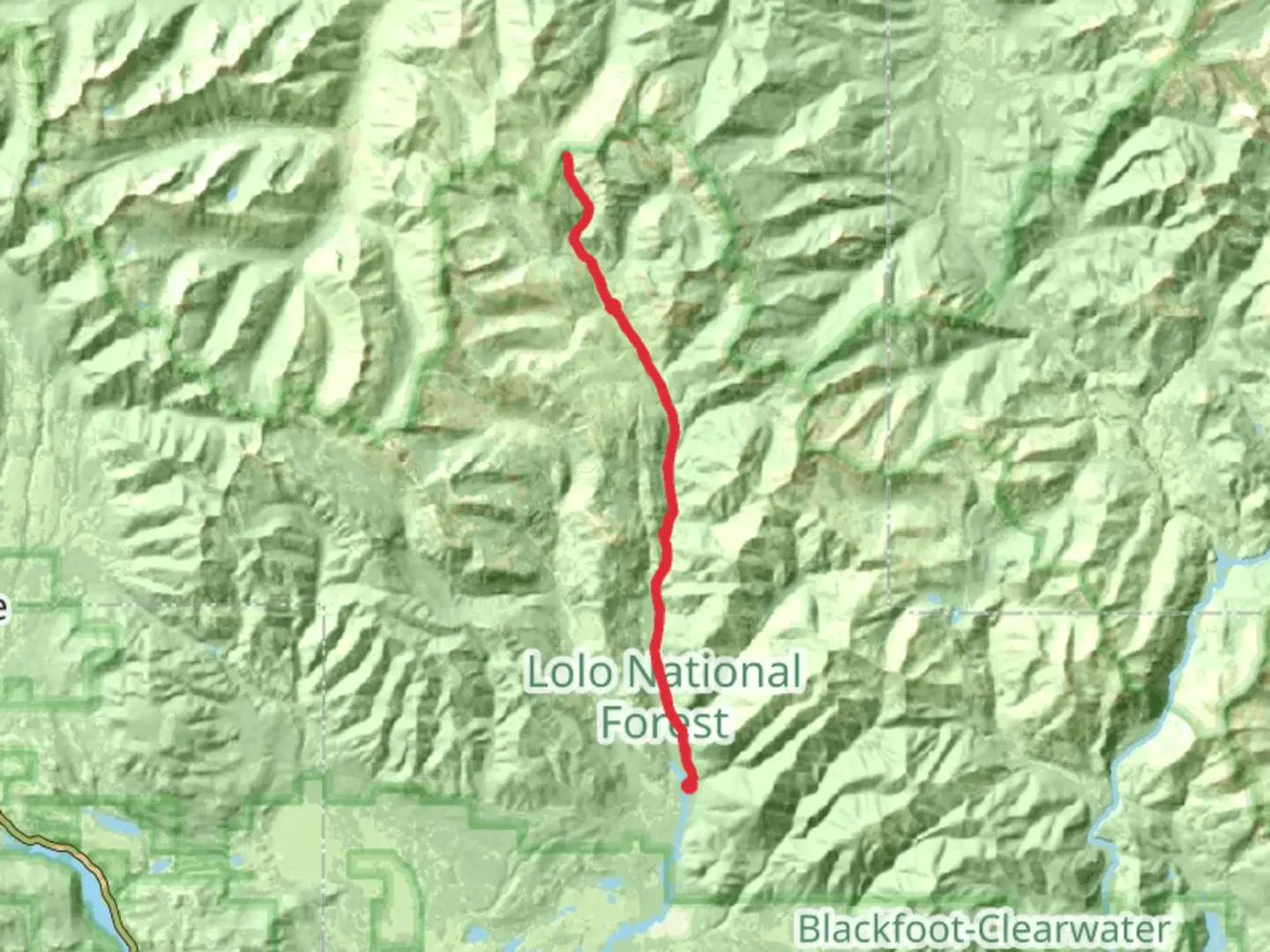 An image depicting the trail Monture Trail and its surrounding area.