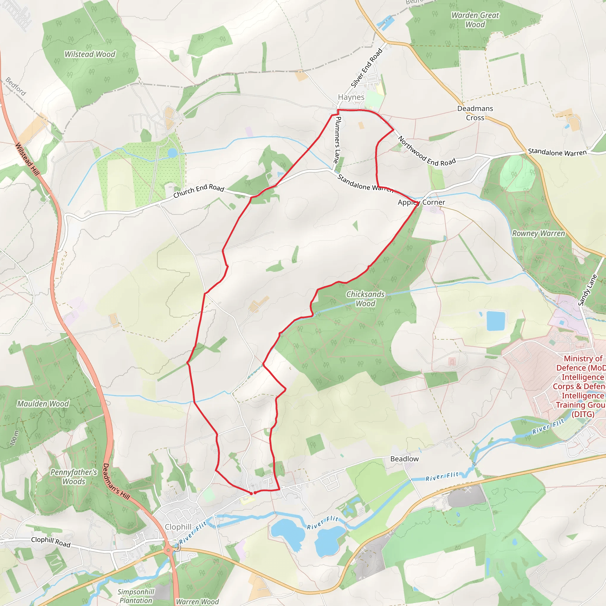 Clophill and Haynes Circular mobile static map