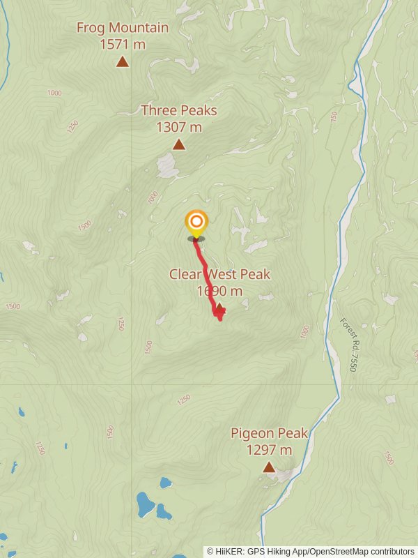 Clear West Peak Trail mobile static map