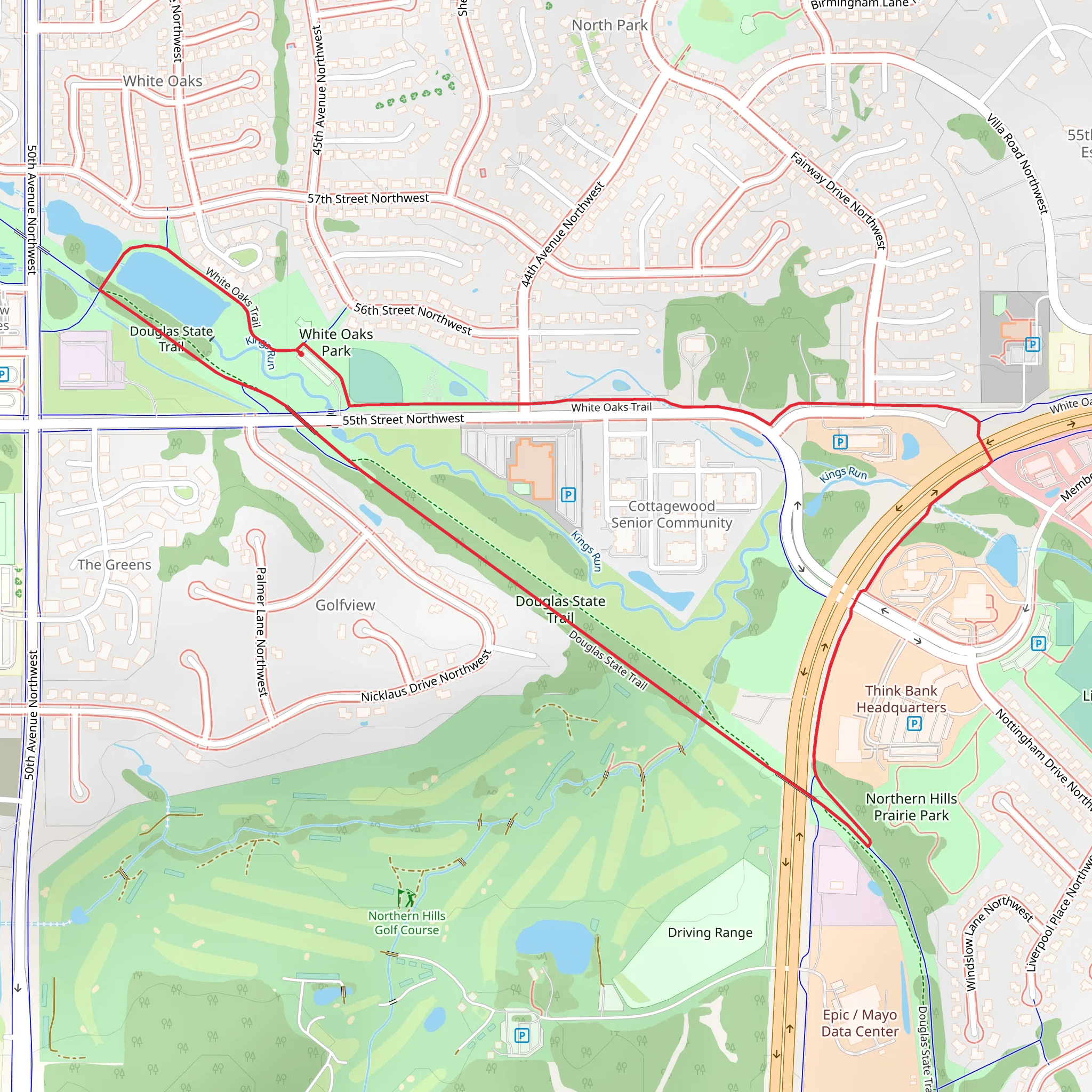 White Oaks and Douglas State Loop Trail mobile static map