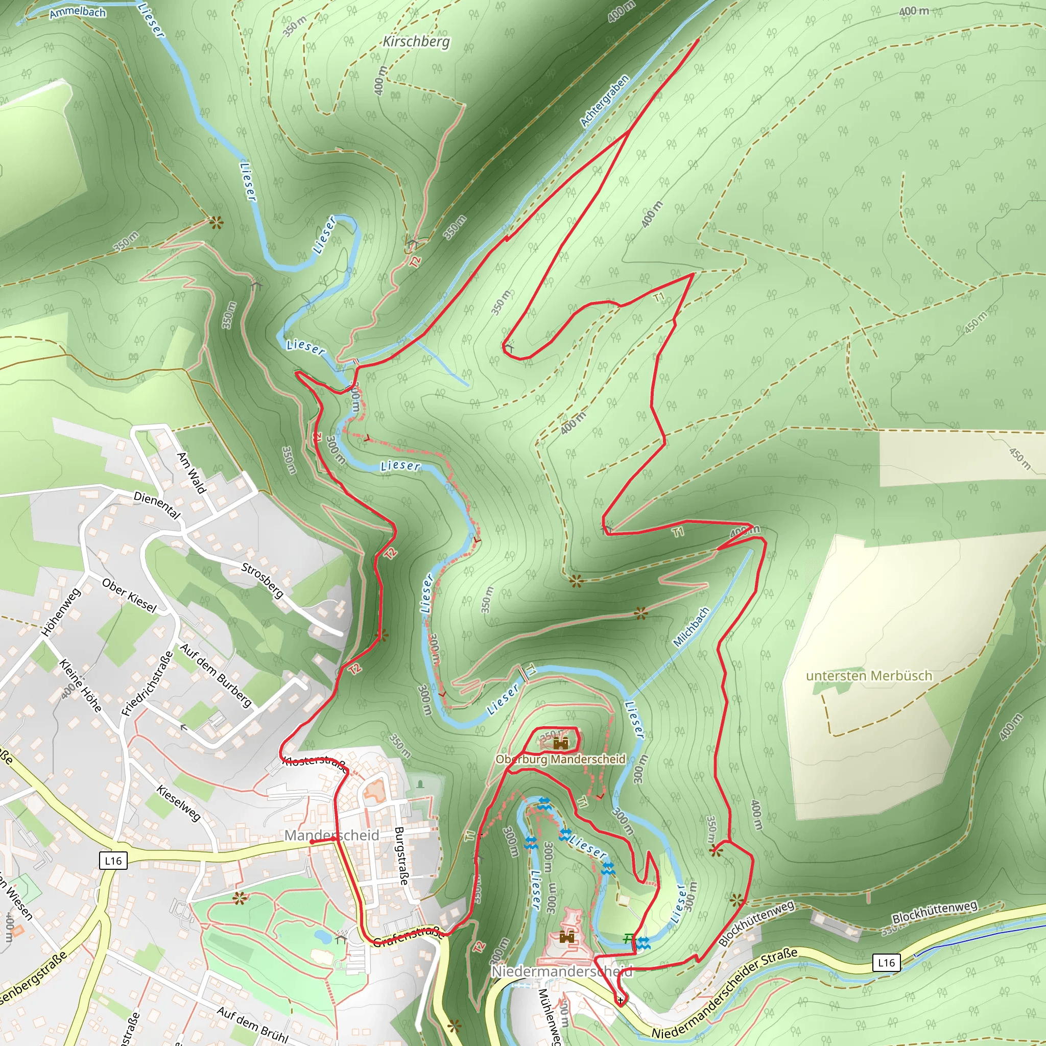 Belvedere and Oberburg via Rittersteig mobile static map