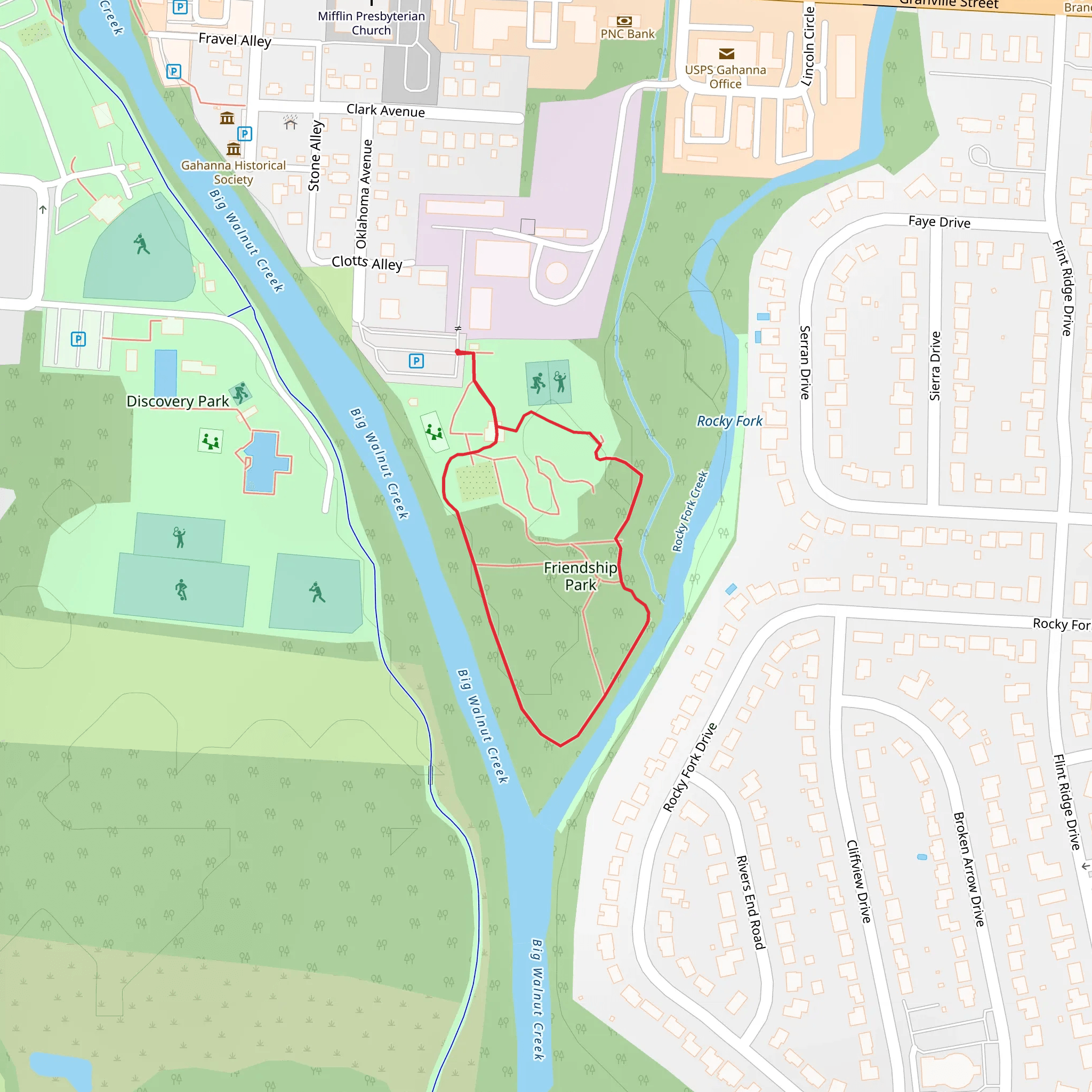 Friendship Park Loop mobile static map