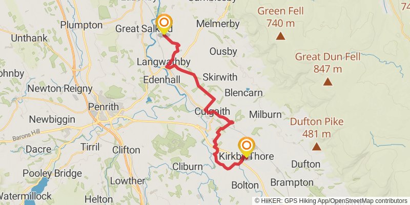 Settle to Carlisle via Pennine Journey stage 6 Map