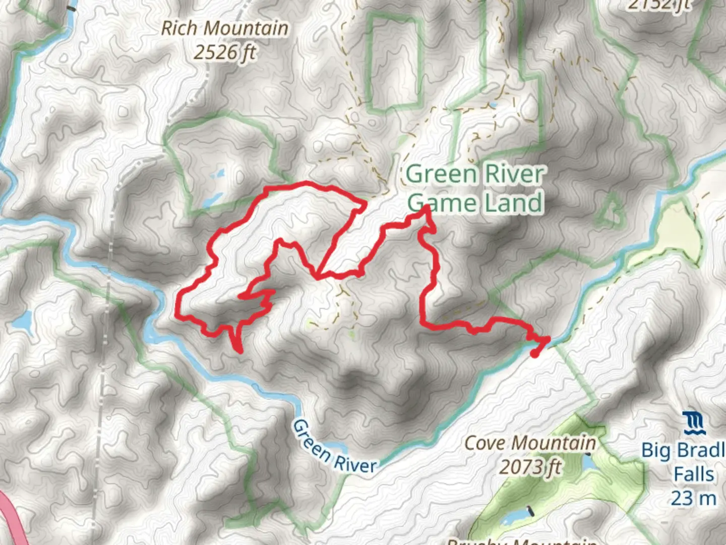 An image depicting the trail Bluff Trail and Pulliam Creek Loop Trail and its surrounding area.