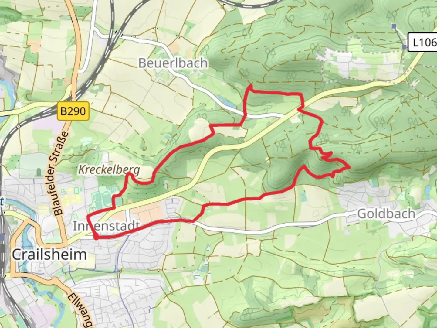 An image depicting the trail Schönebürg Loop and its surrounding area.