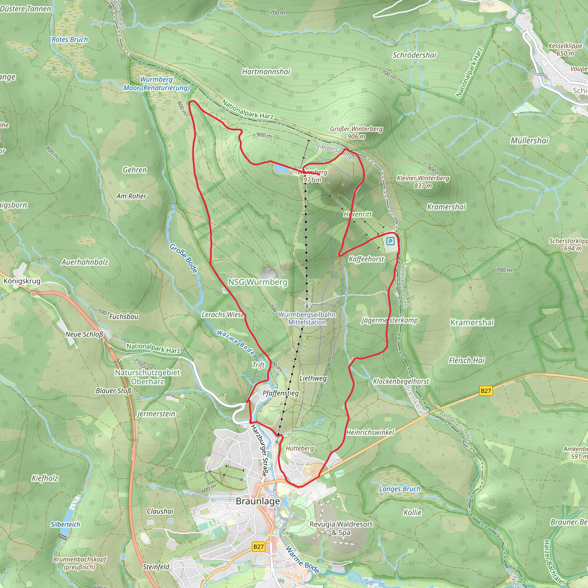 Wurmberg and Speichersee Wurmberg via Große Bodestraße mobile static map