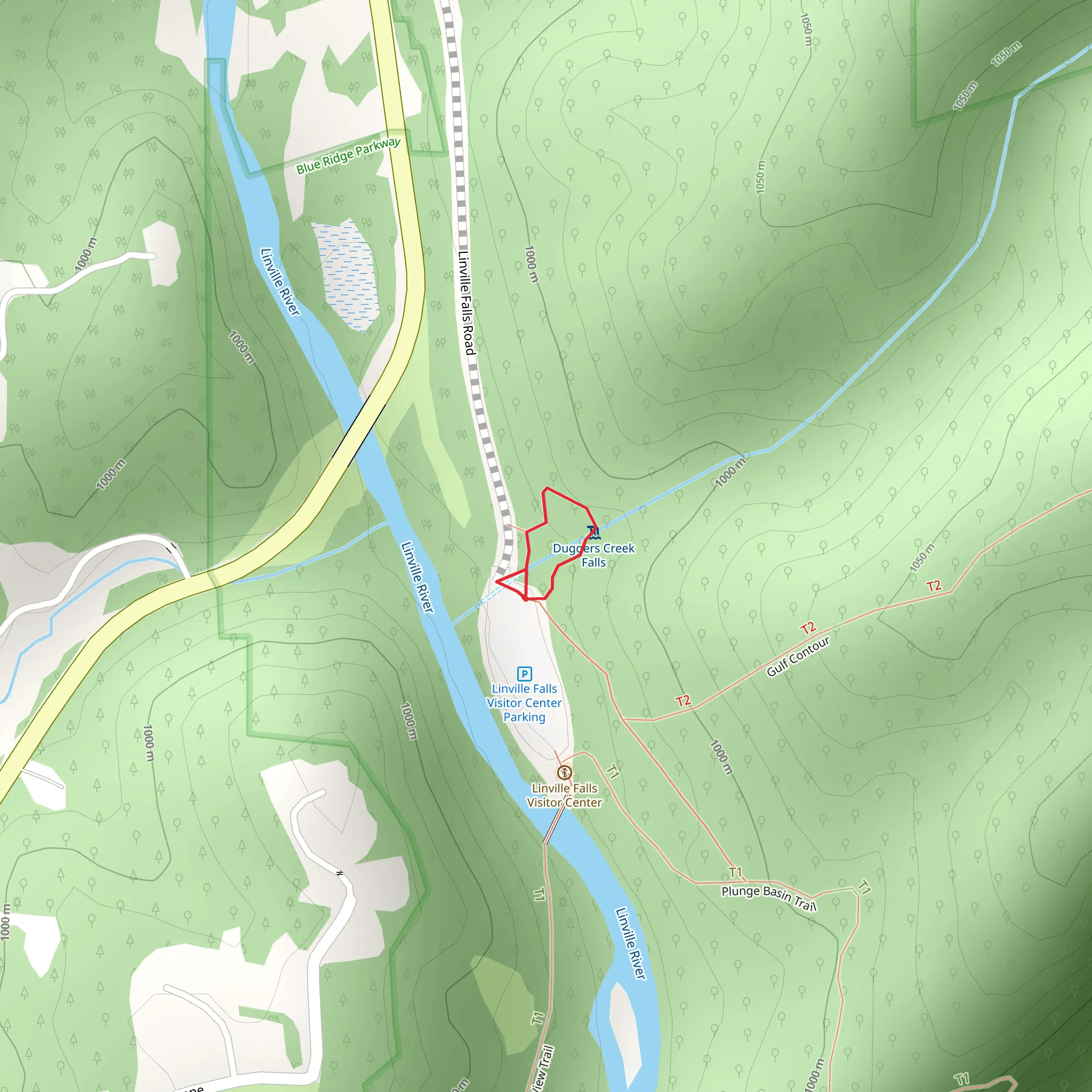 Duggers Creek Falls Loop Trail mobile static map