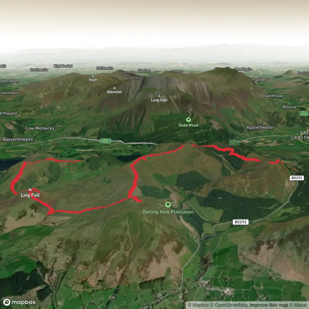 An image depicting the trail Whinlatter 7 and its surrounding area.