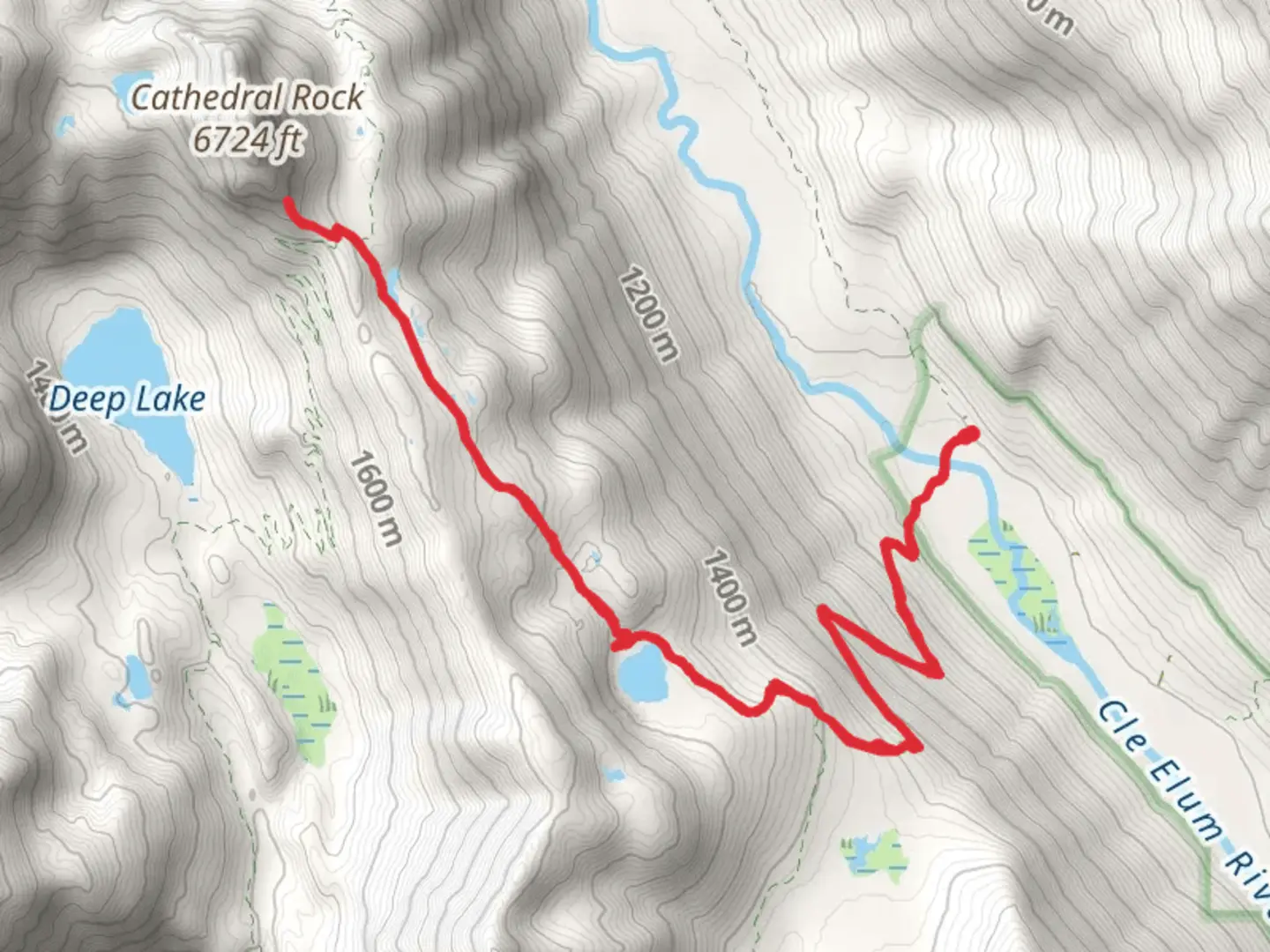 An image depicting the trail Peggy's Pond Trail and Cathedral Rock and its surrounding area.