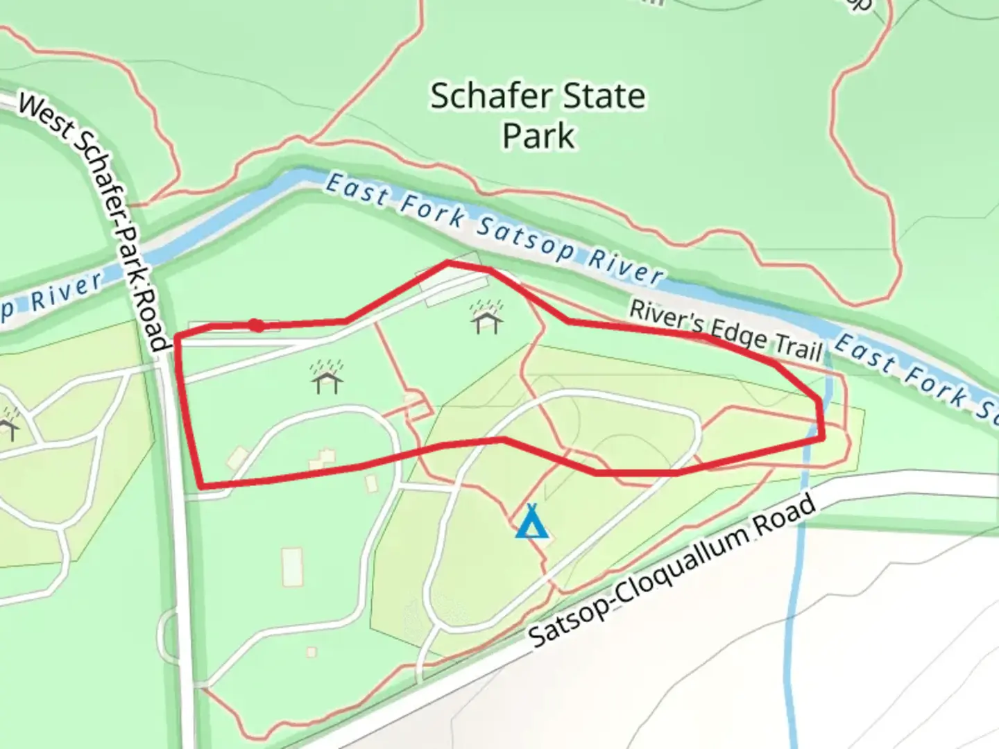 An image depicting the trail Schafer State Park Loop and its surrounding area.