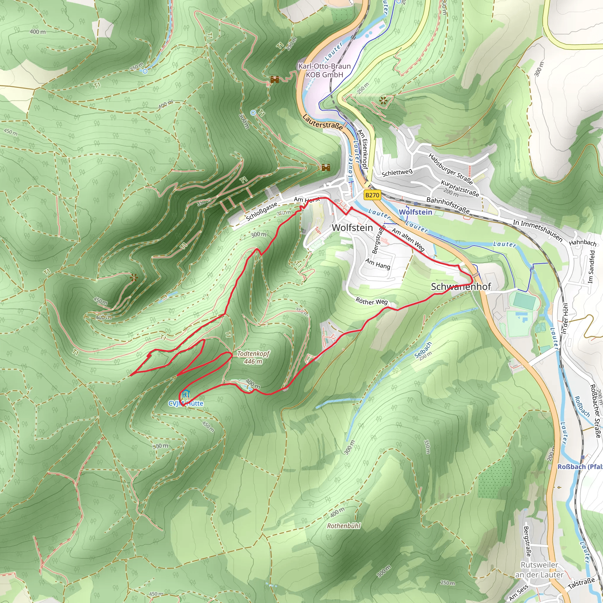 Lauterecken and Todtenkopf Loop mobile static map