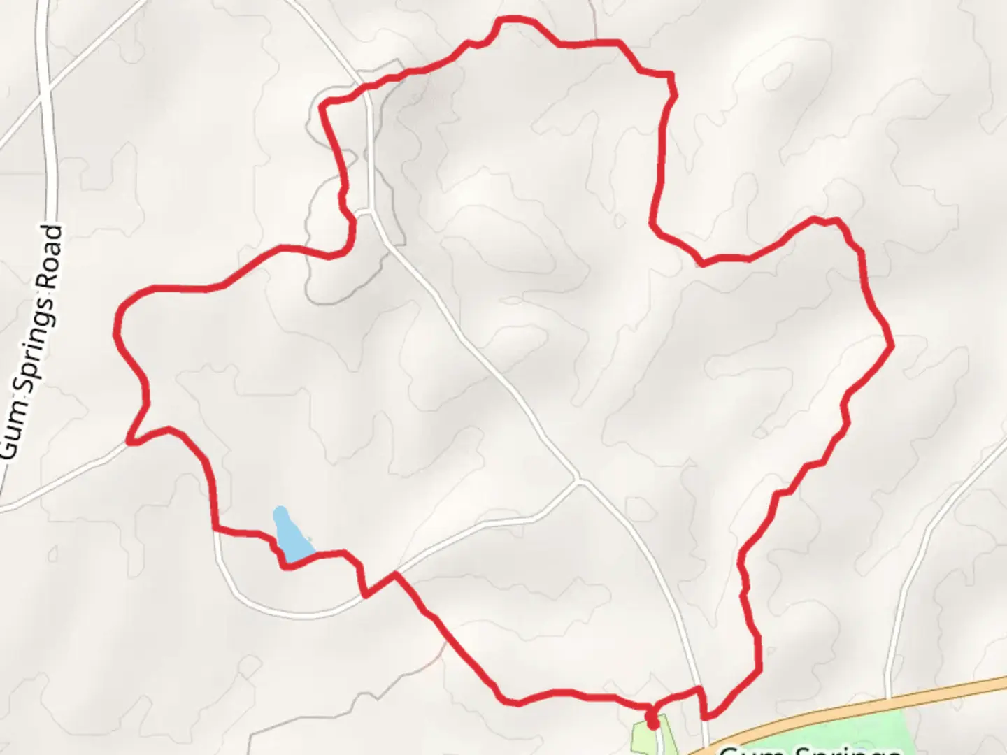 An image depicting the trail Gum Springs and Blue Loop Trail and its surrounding area.