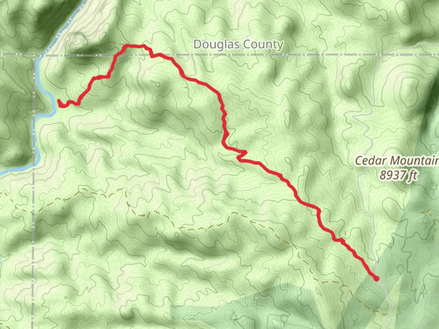 An image depicting the trail Metberry Gulch and its surrounding area.
