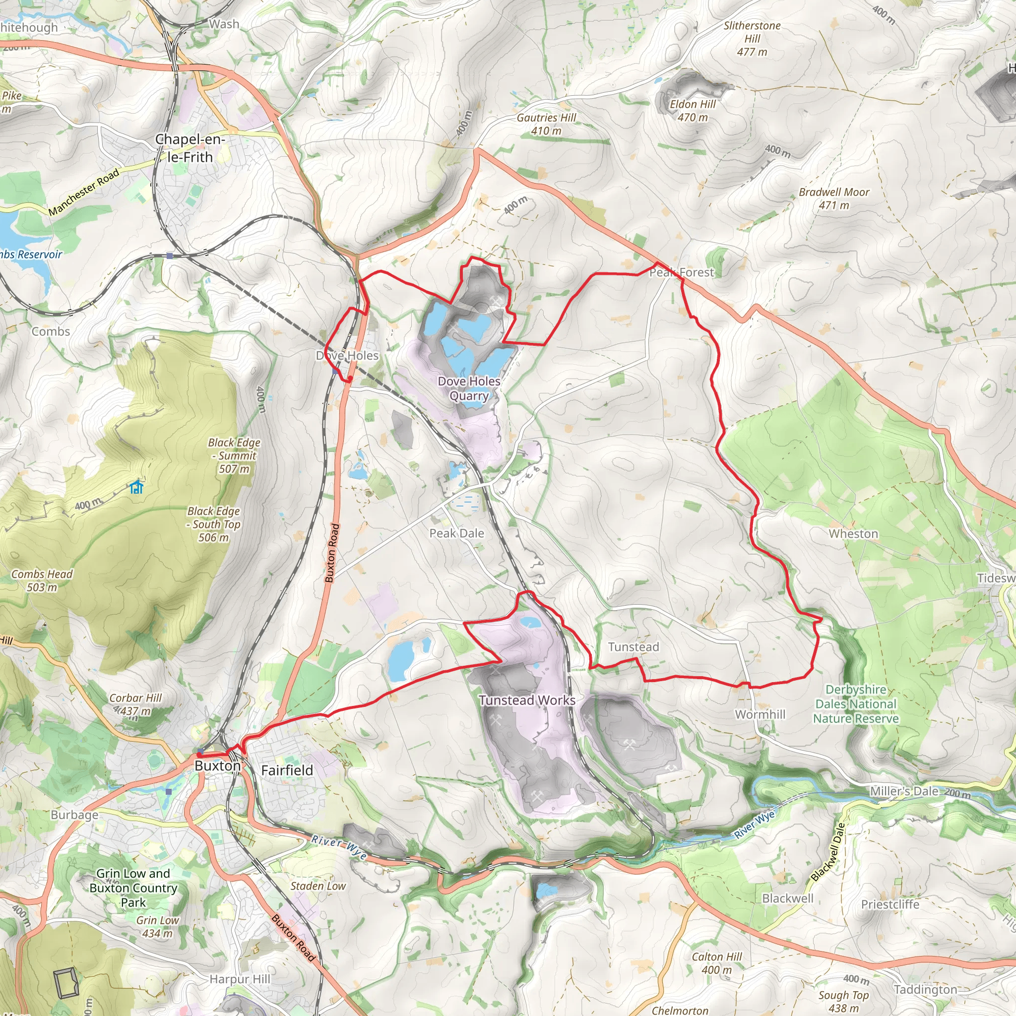 Dove Holes to Buxton Walk mobile static map