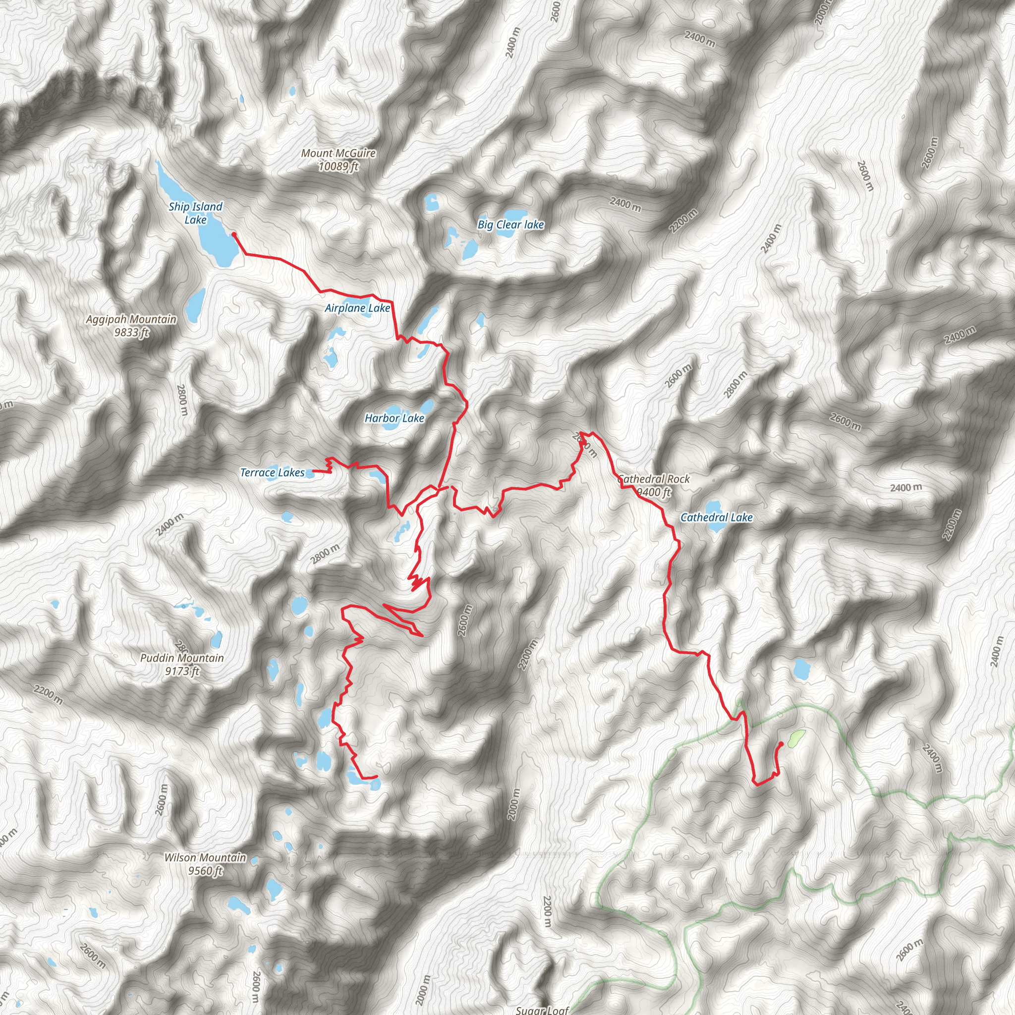 Bighorn Crags - Reflection Lake mobile static map