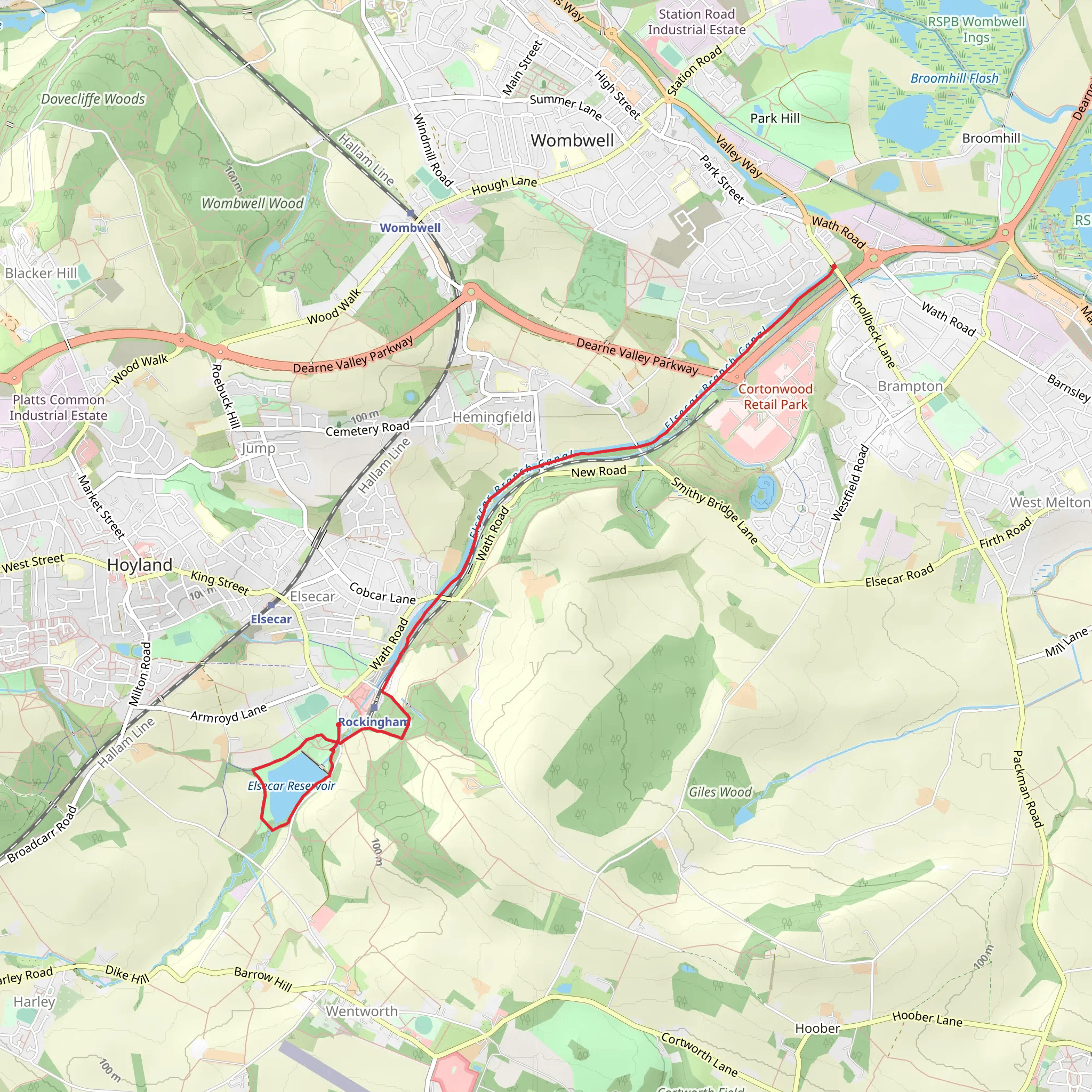 Elsecar Reservoir and Canal Walk mobile static map