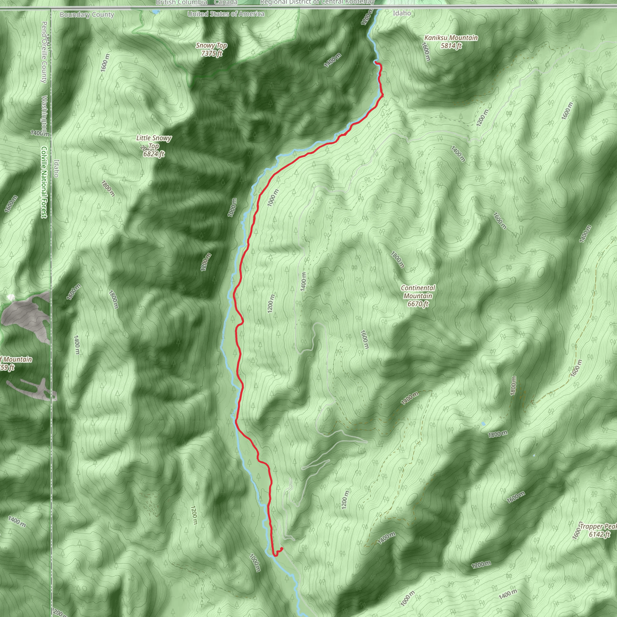 Upper Priest River Trail mobile static map
