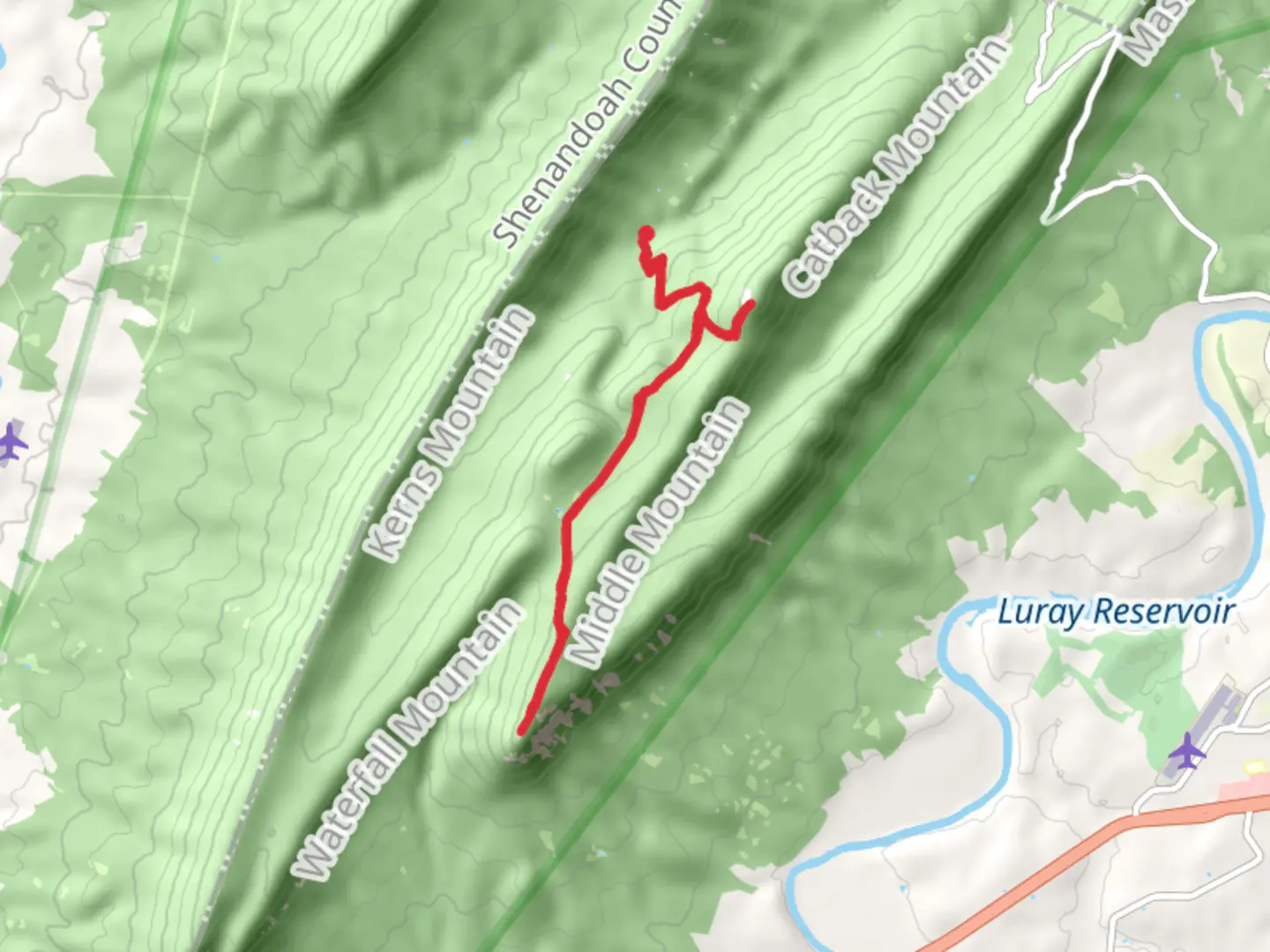 An image depicting the trail Duncan Knob and Strickler Knob via Gap Creek Trail and its surrounding area.