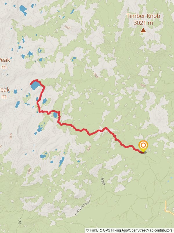 Map of Lillian Lake via Theodore Solomons Trail, Madera County