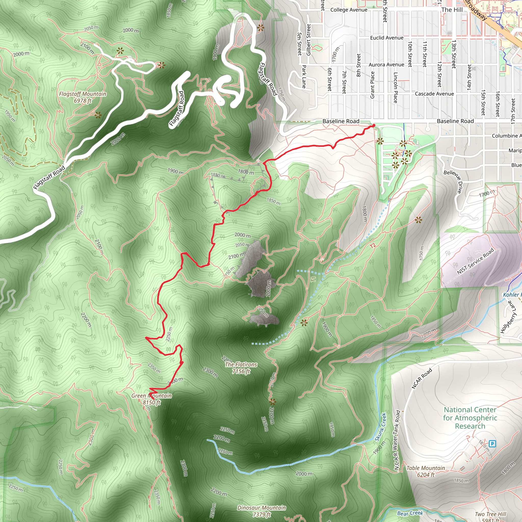 Green Mountain via Saddle Rock and EM Greenman Trail mobile static map