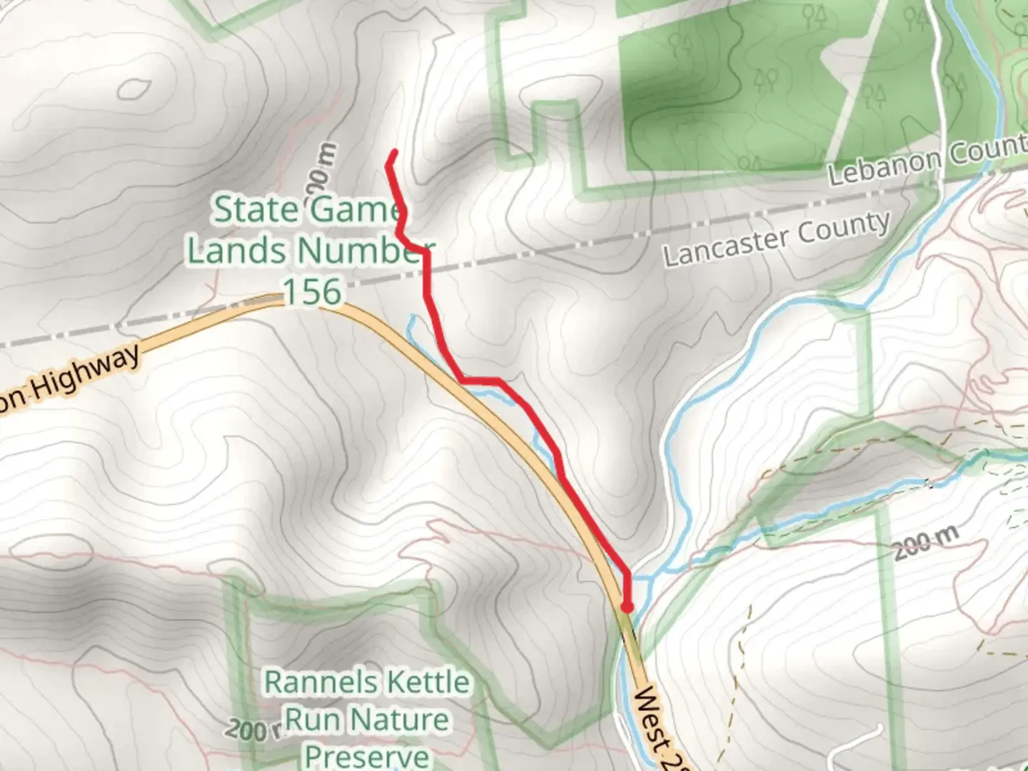 An image depicting the trail Walnut Run and its surrounding area.