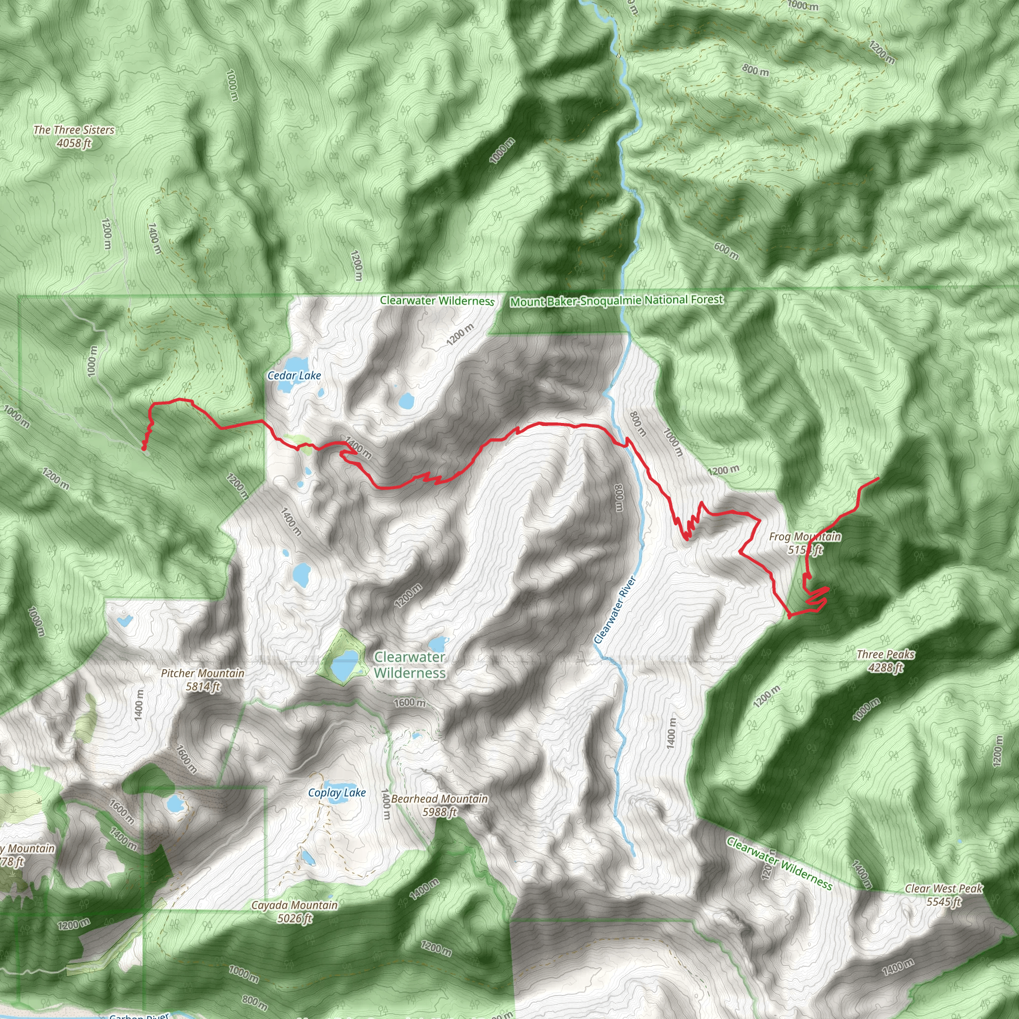 Frog Mountain via Clearwater Trail mobile static map