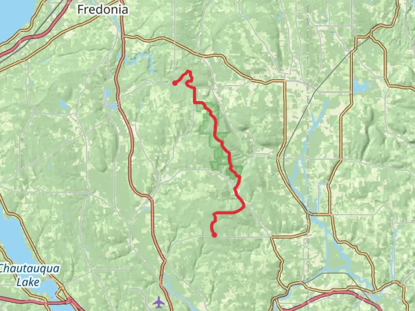An image depicting the trail Harris Hill Road to Bard Road and its surrounding area.