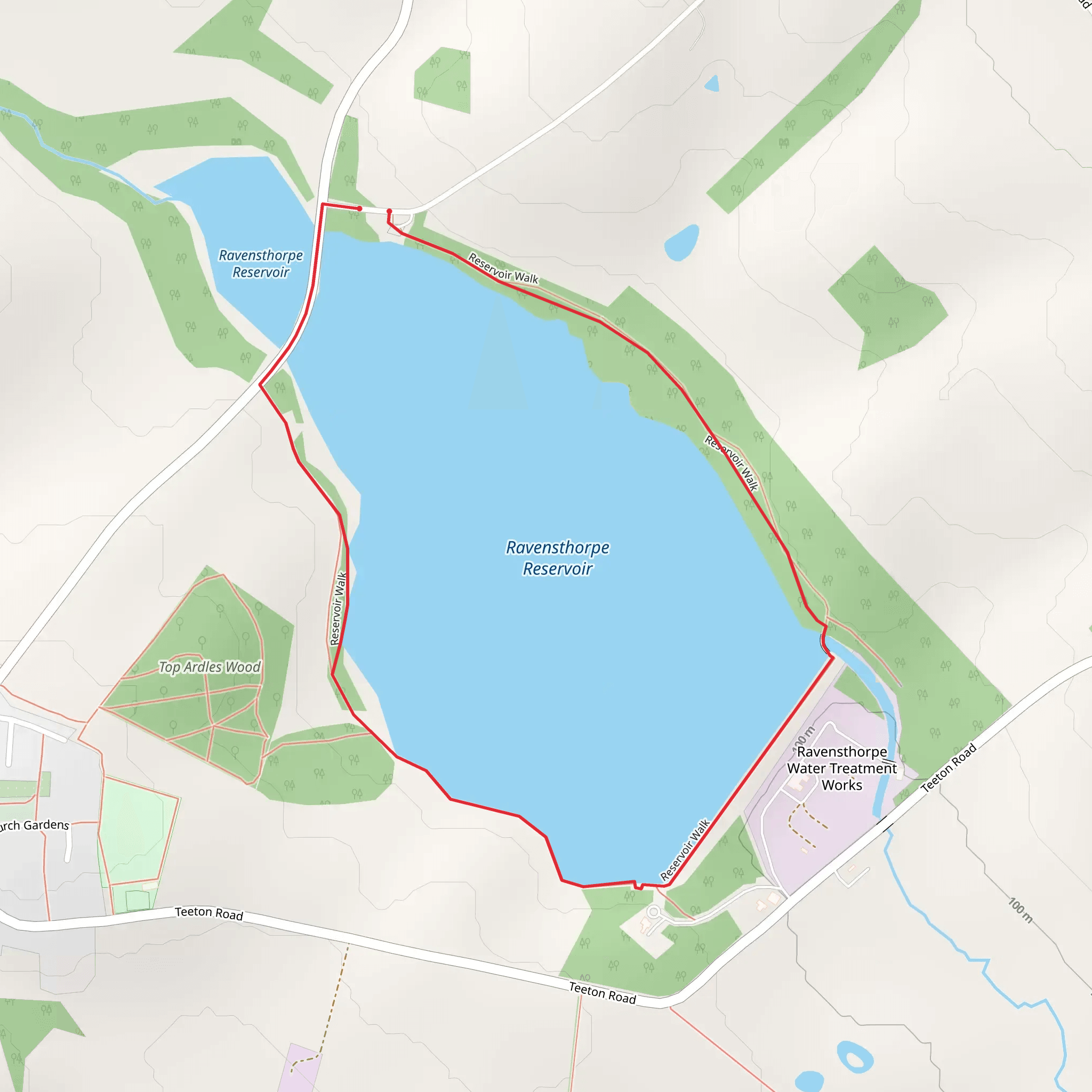 Ravensthorpe Reservoir Loop mobile static map
