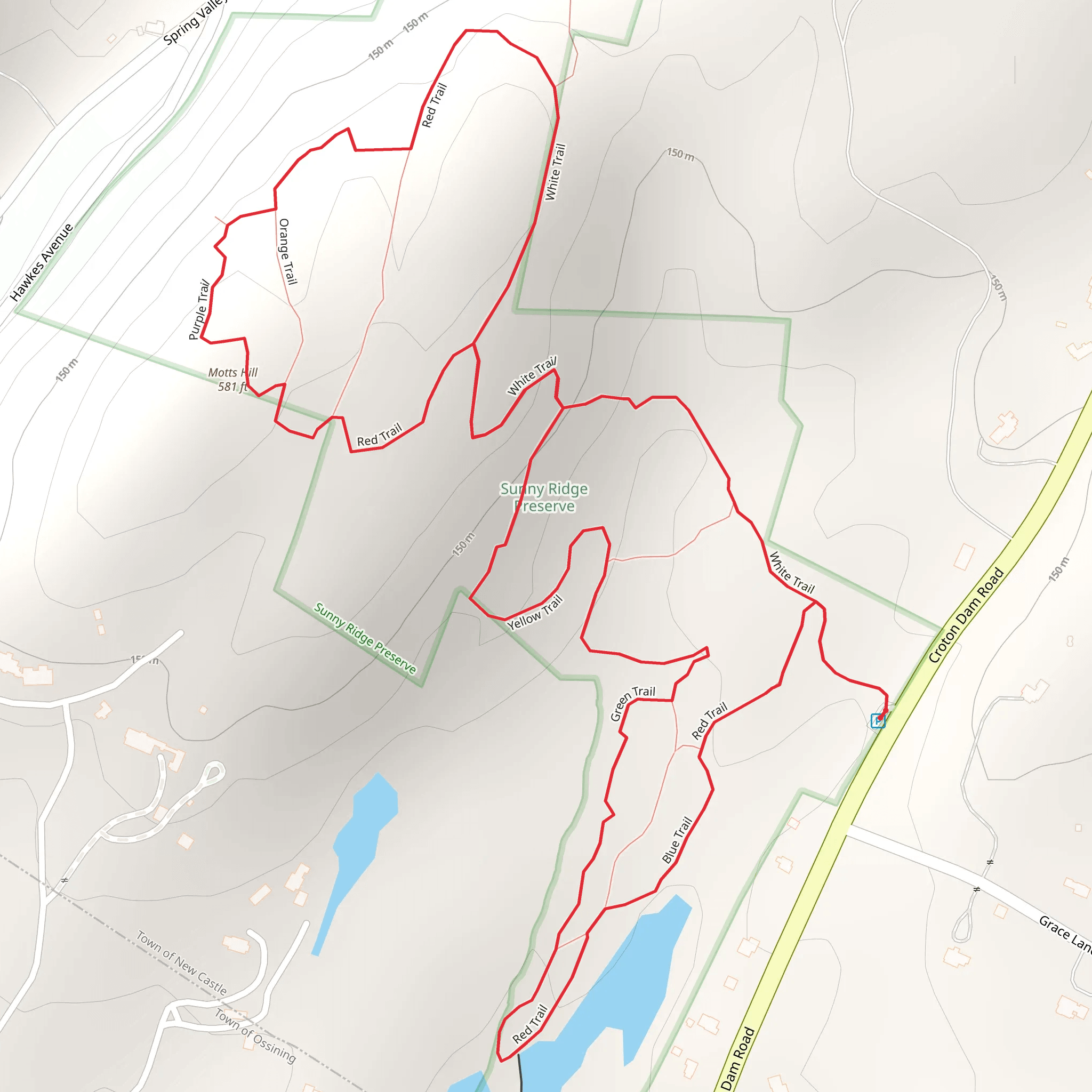 Purdy Pond and Motts Hill Loop Trail mobile static map
